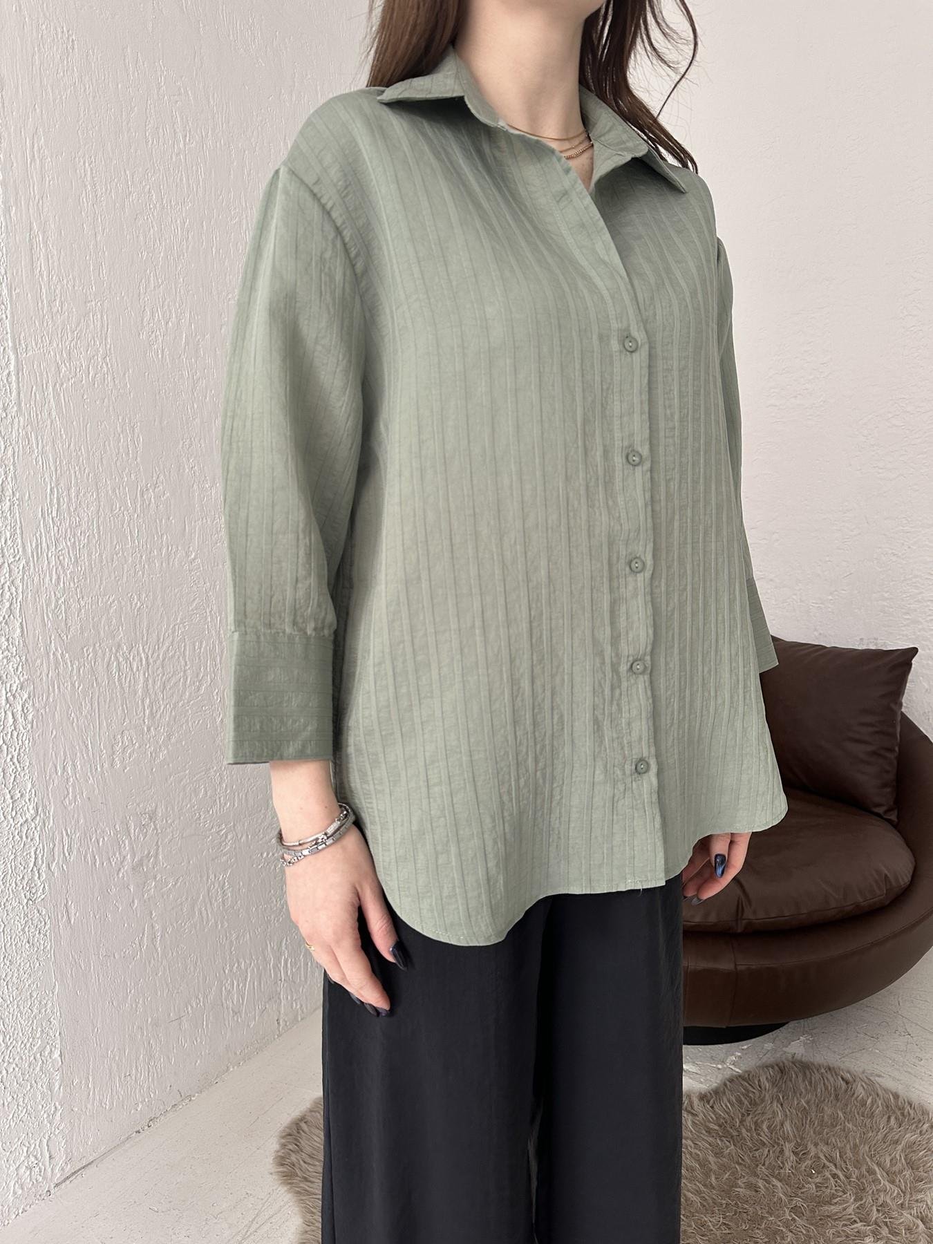 Kendinden Desenli Gömlek YEŞİL