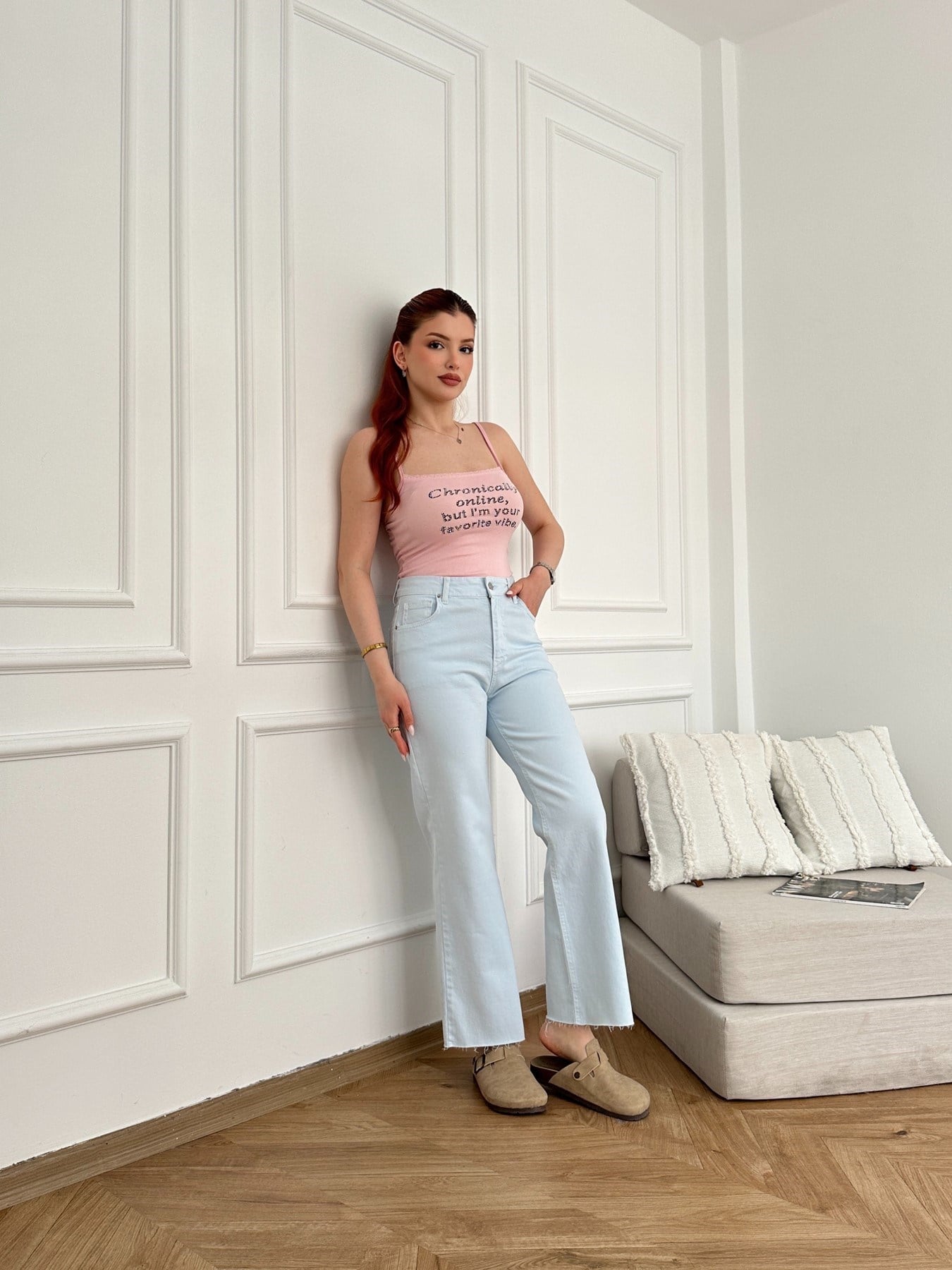 Kesik Paça Jean Bebe mavi