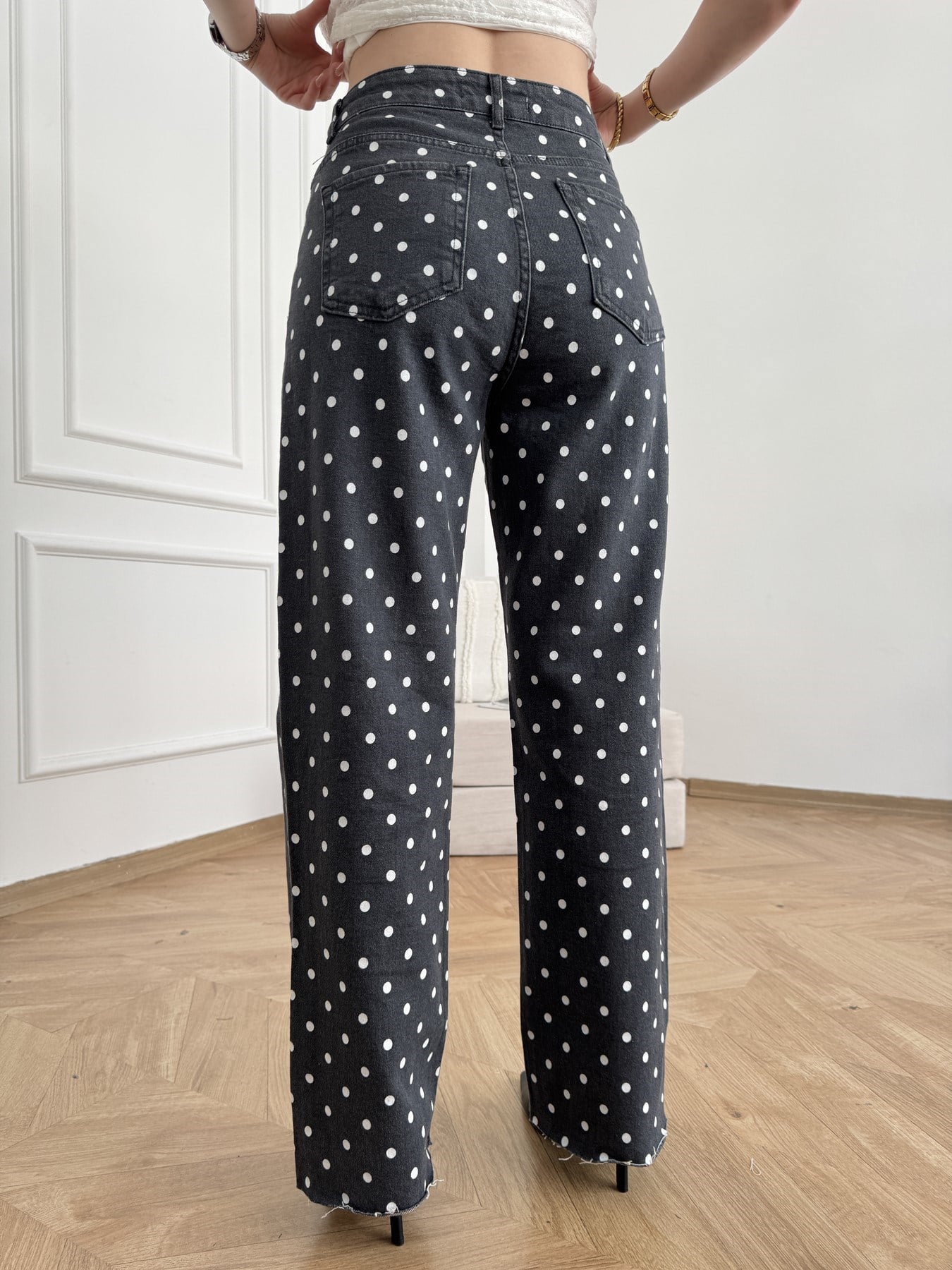 Kesik Paça Kemerli Straight Pantolon Antrasit puantiyeli