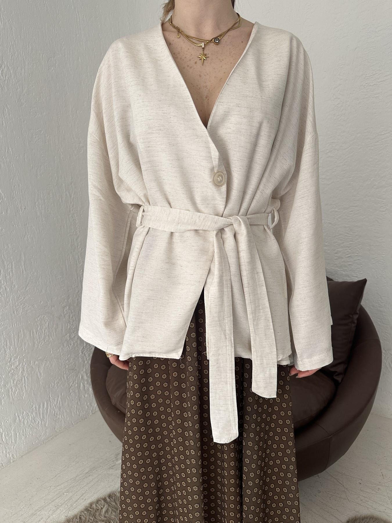 Keten Görünüm Kimono Taş