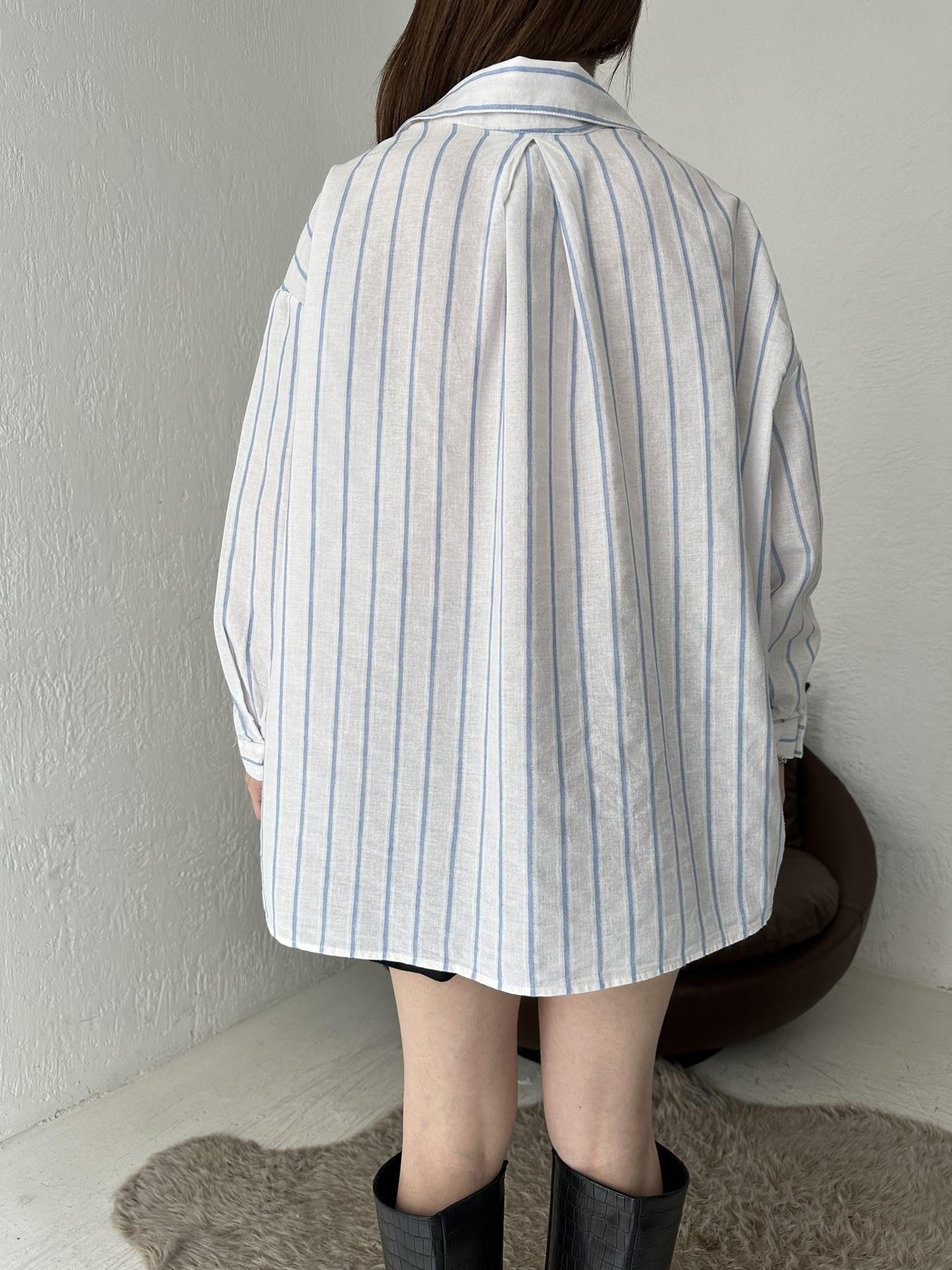 Keten Görünümlü Çizgili Gömlek MAVİ ÇİZGİLİ