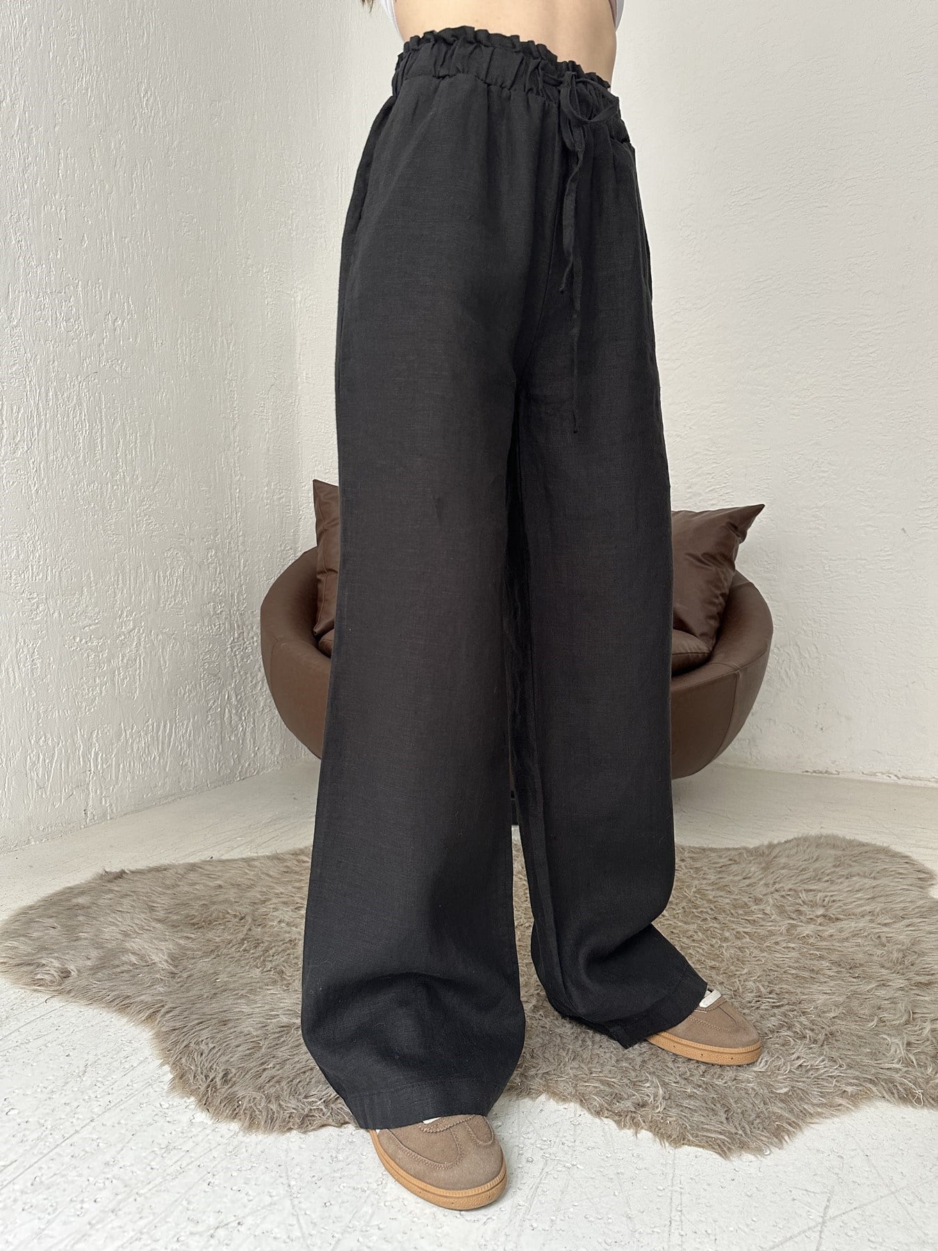 Keten Pantolon Siyah