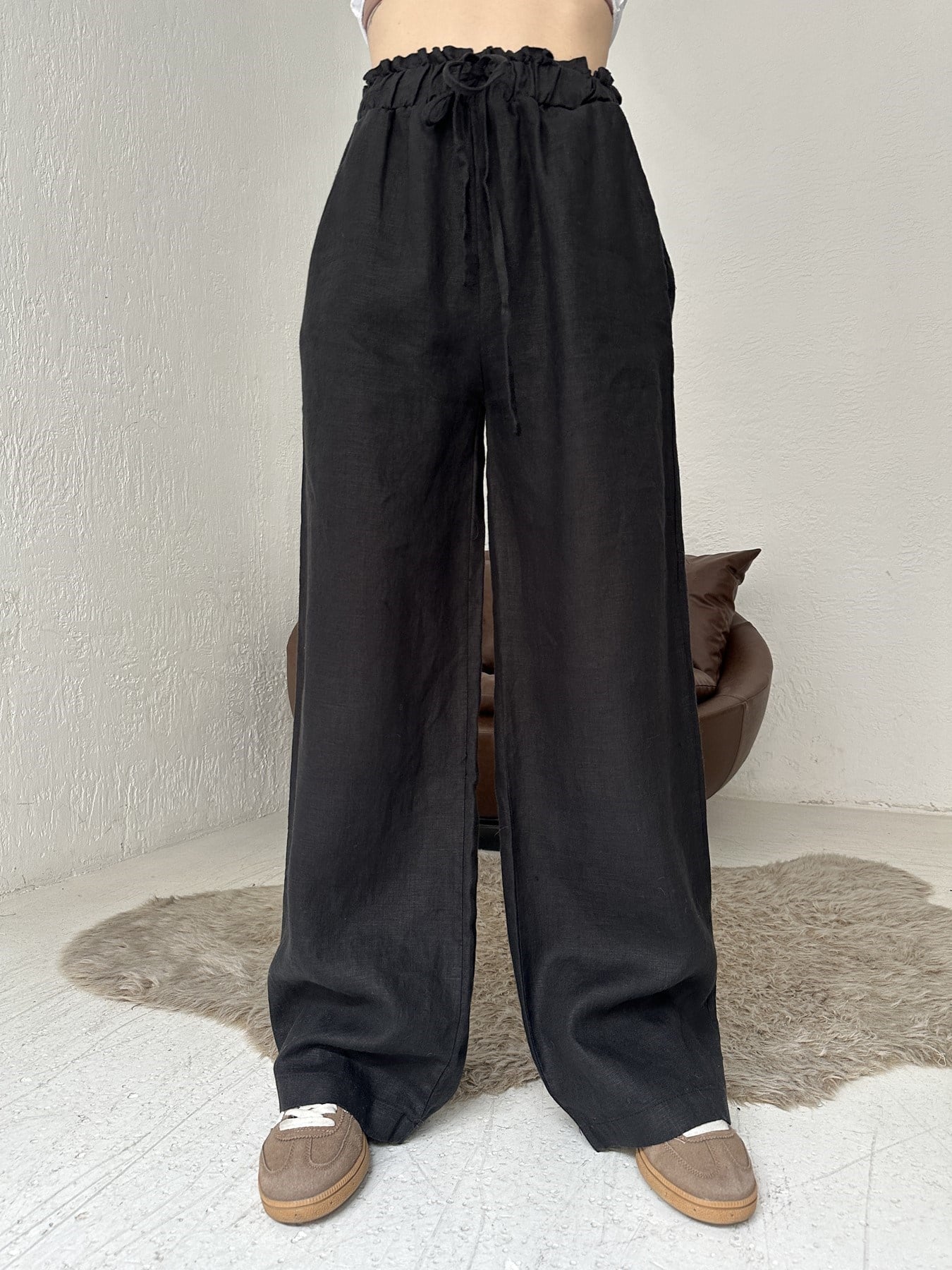 Keten Pantolon Siyah