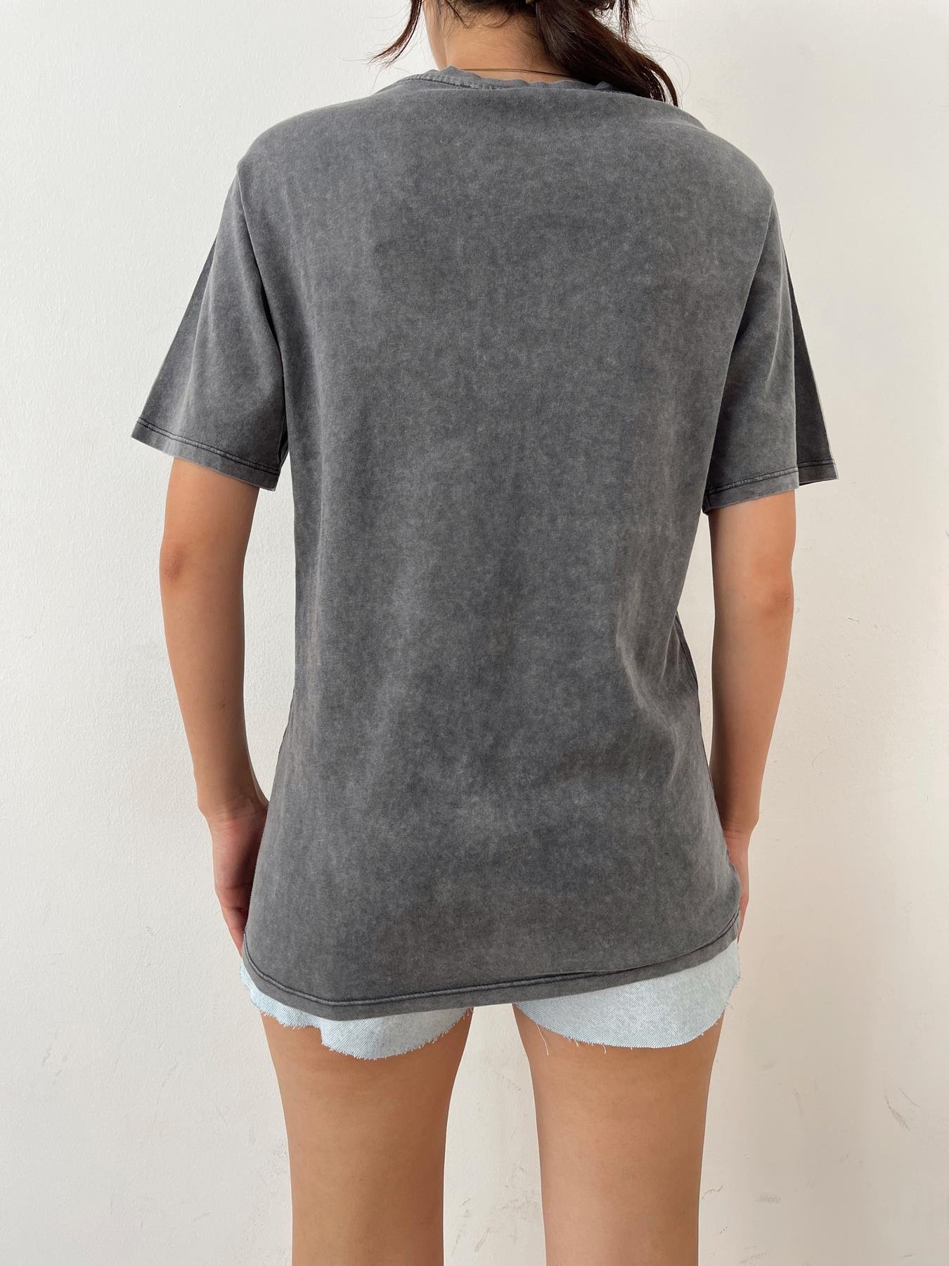 Kiraz Baskılı Tişört Antrasit