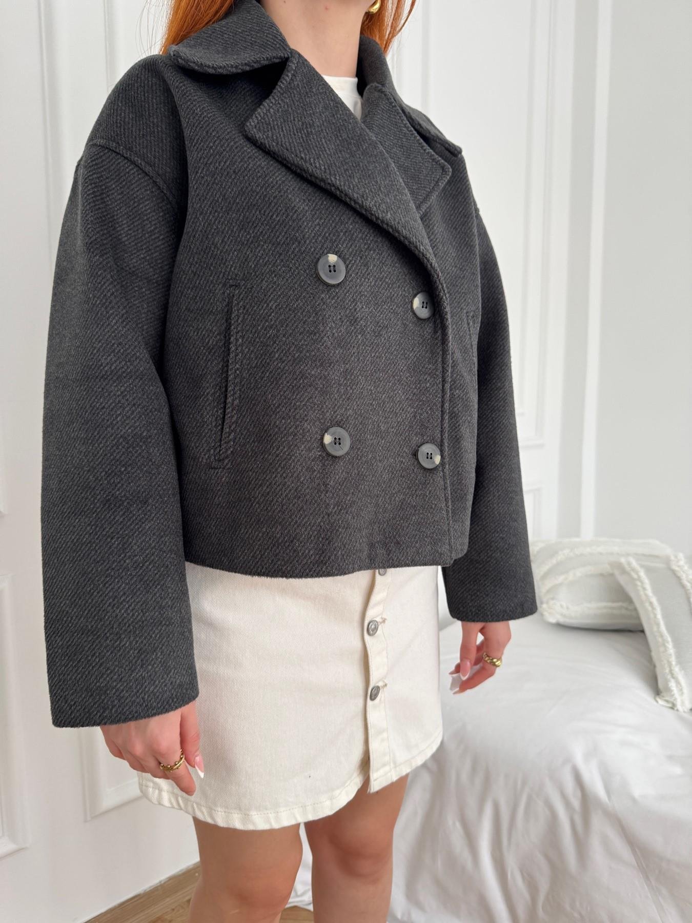 Kırçıllı Kaşe Crop Mont Antrasit