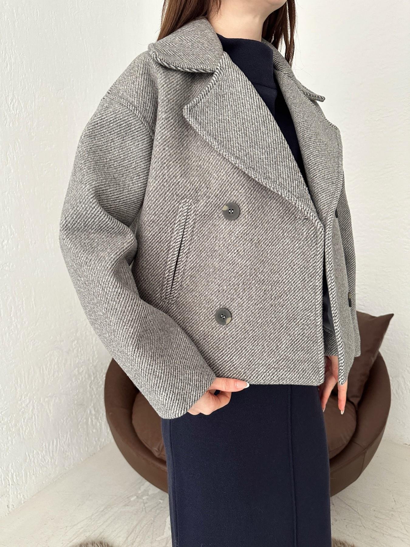 Kırçıllı Kaşe Crop Mont GRİ