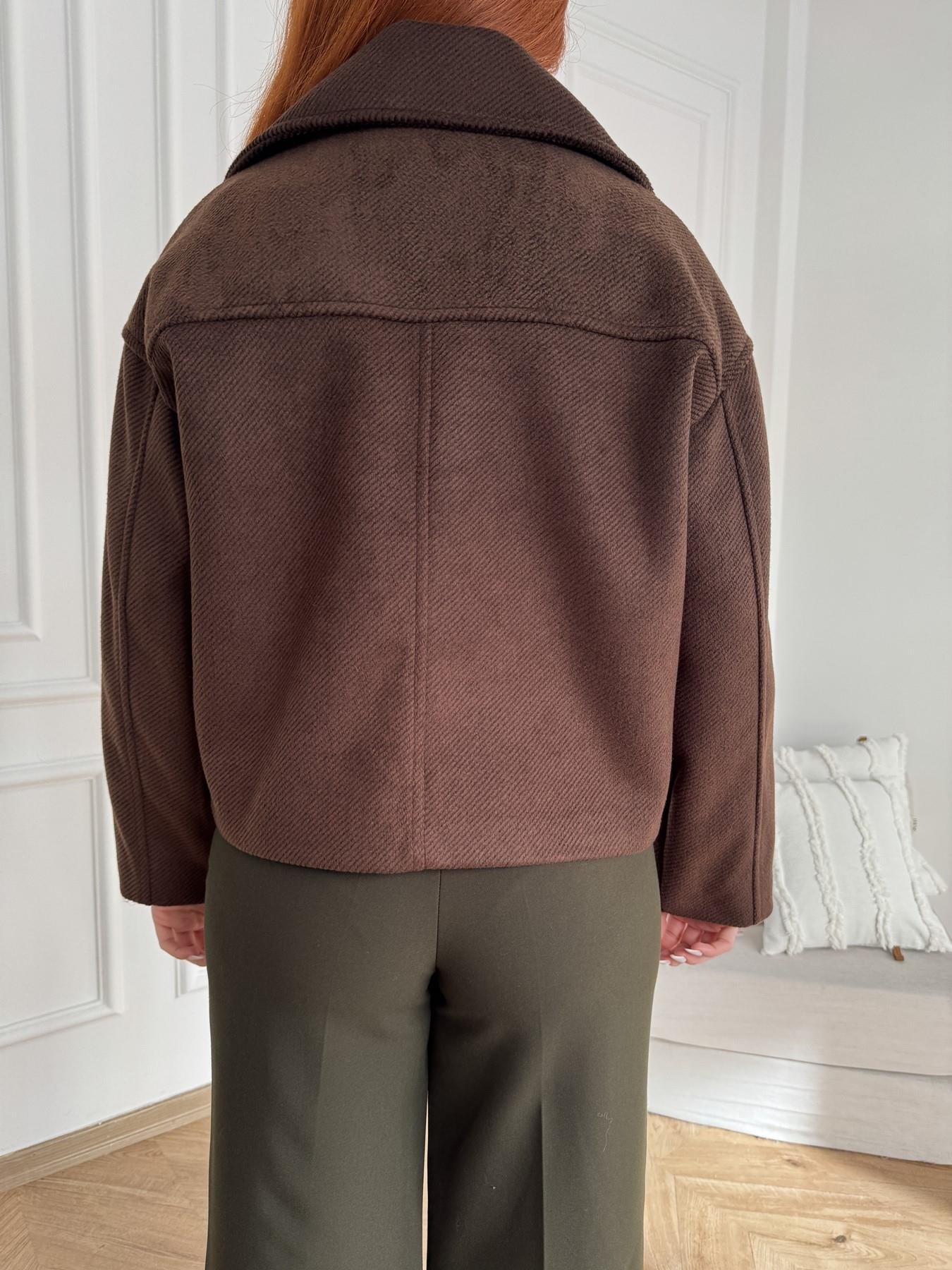 Kırçıllı Kaşe Crop Mont Koyu kahve