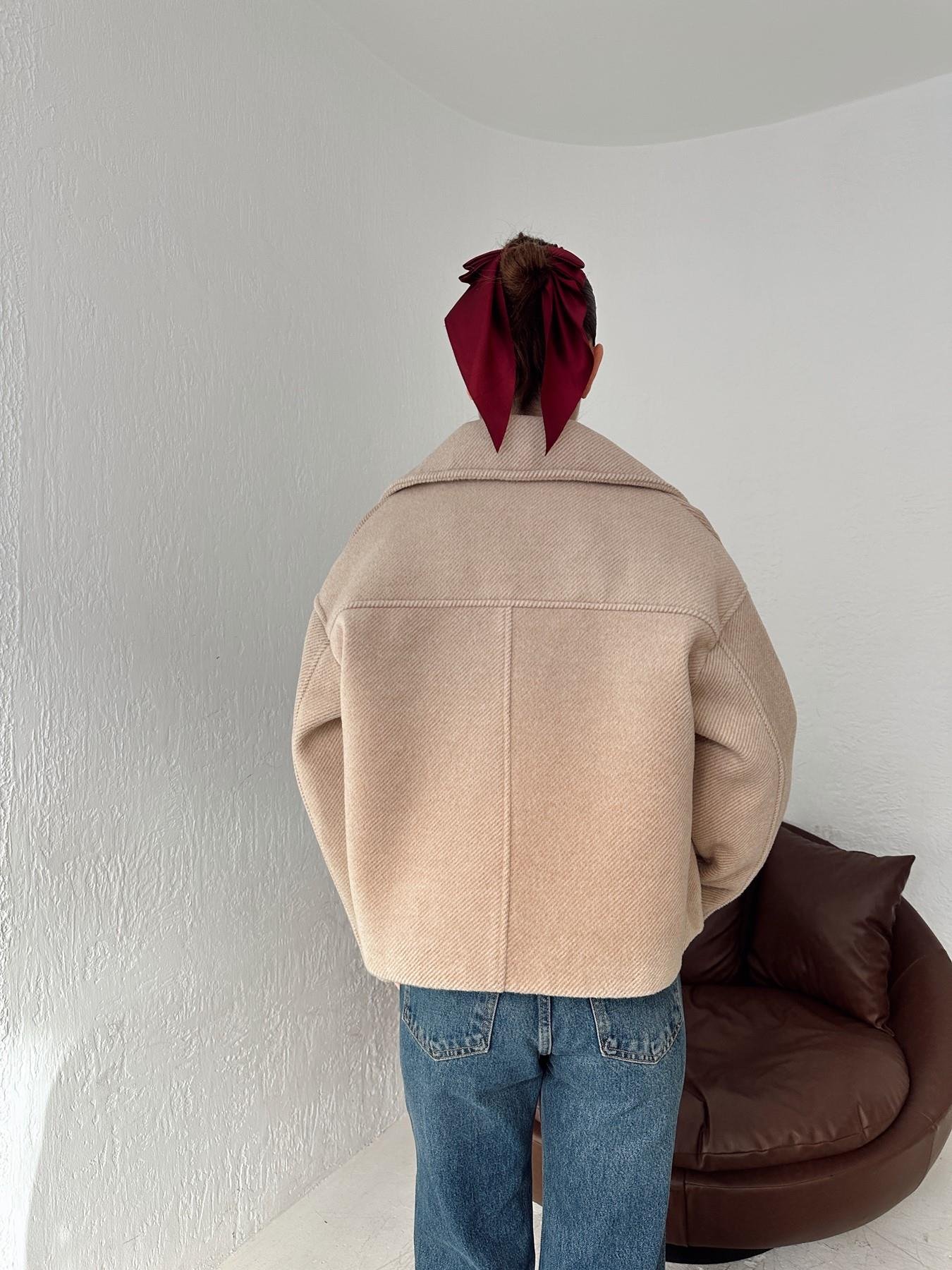 Kırçıllı Kaşe Crop Mont TAŞ