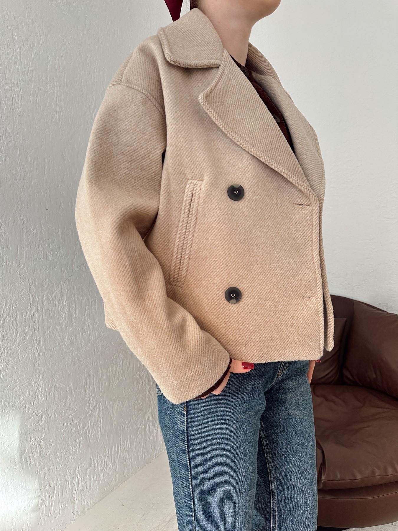 Kırçıllı Kaşe Crop Mont TAŞ