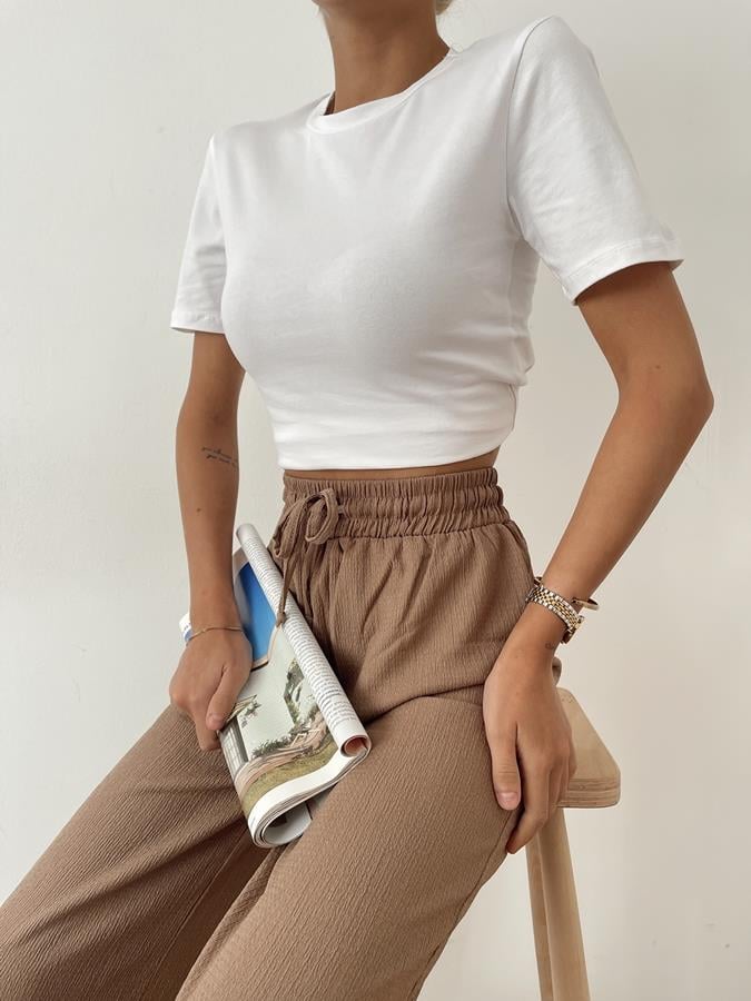 Kısa Kollu Bluz BEYAZ