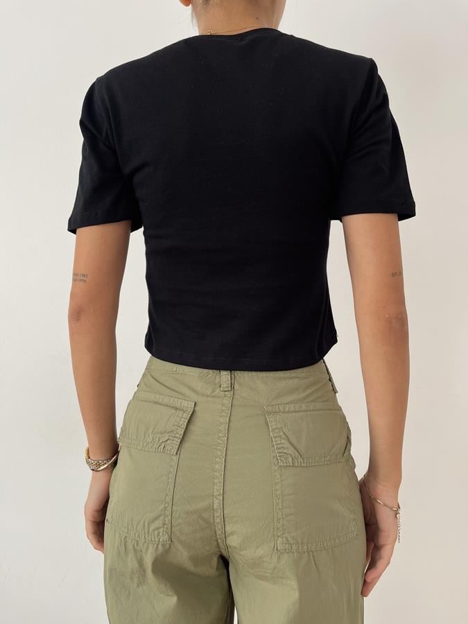 Kısa Kollu Bluz SİYAH