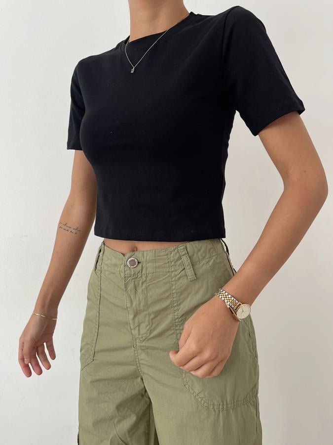 Kısa Kollu Bluz SİYAH