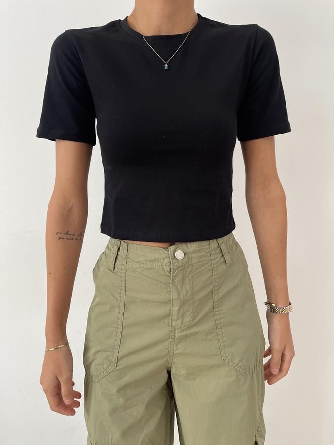 Kısa Kollu Bluz SİYAH