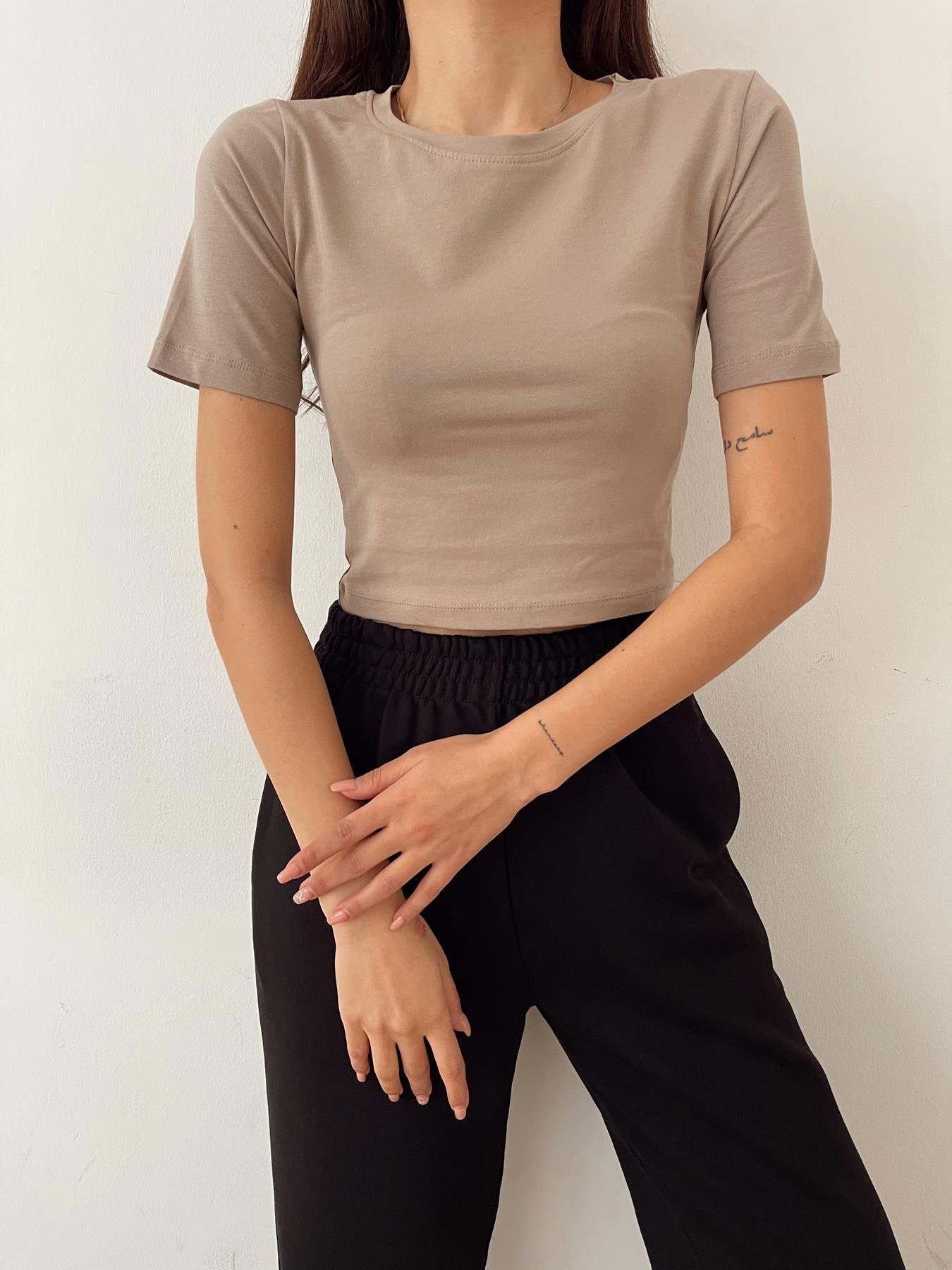 Kısa Kollu Bluz VİZON