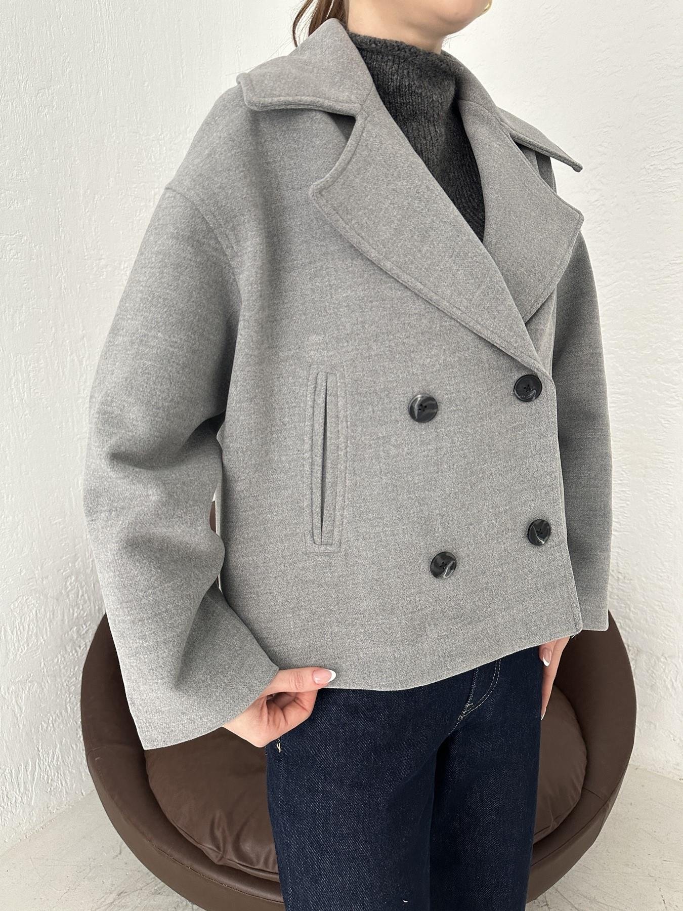 Kısa Kruvaze Ceket GRİ