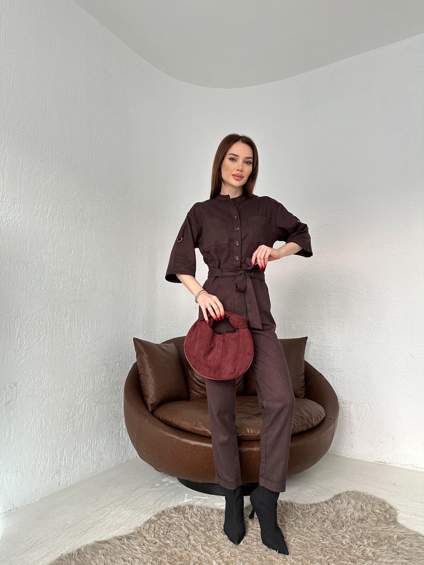 Kol Apoletli Beli Kuşaklı Tulum KAHVE