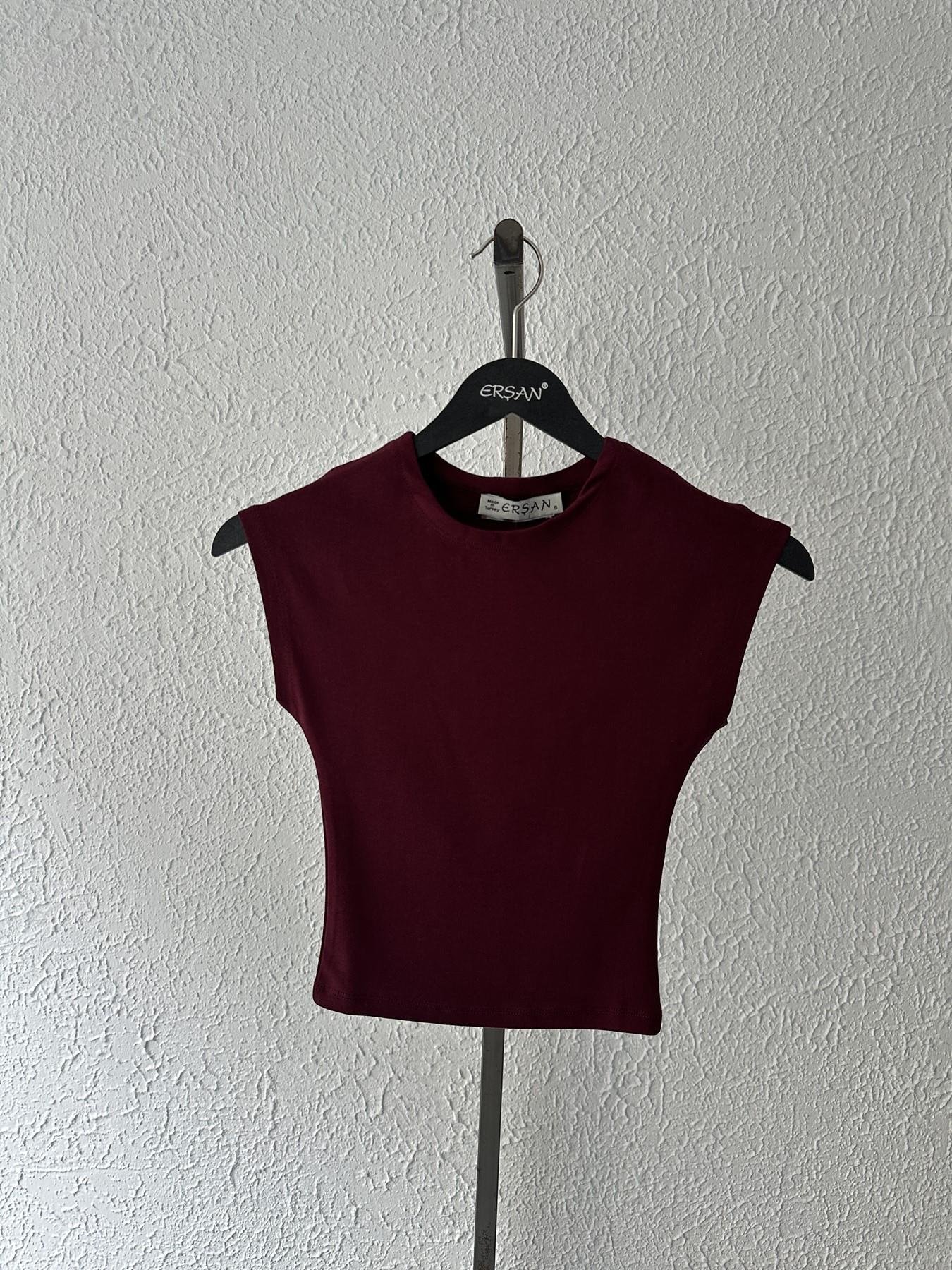 Kolsuz Crop Tişört Bordo