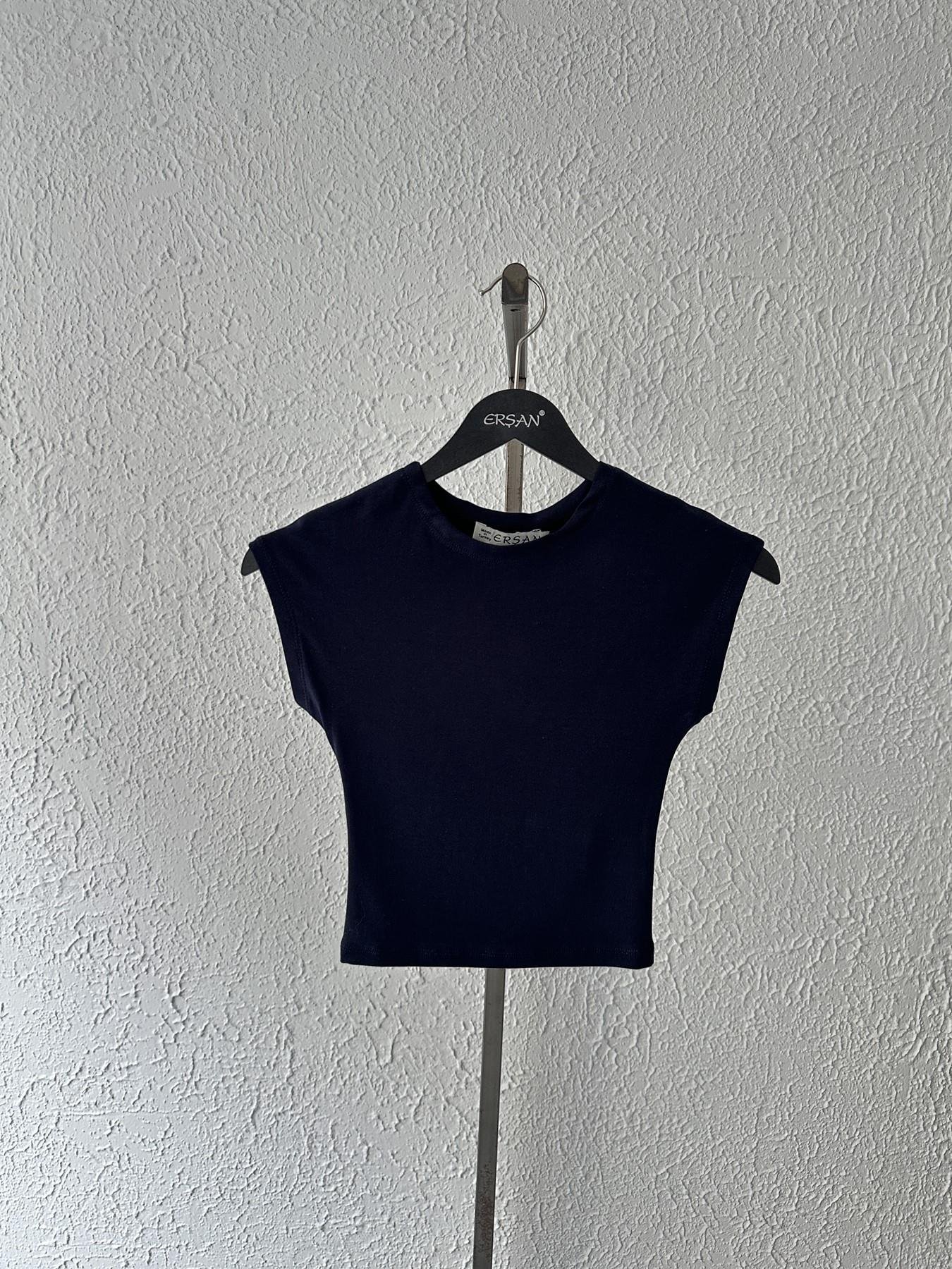 Kolsuz Crop Tişört Lacivert