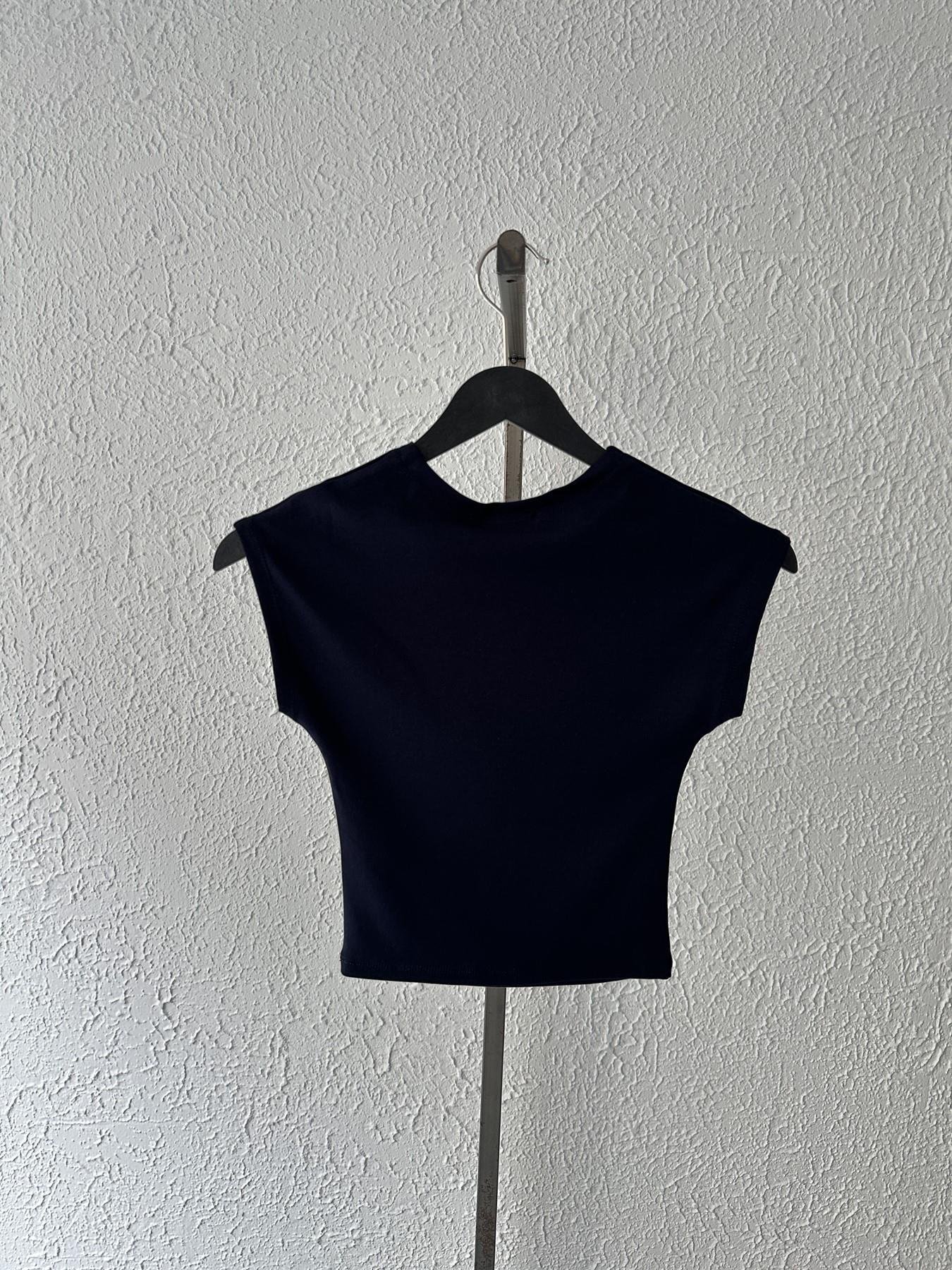 Kolsuz Crop Tişört Lacivert