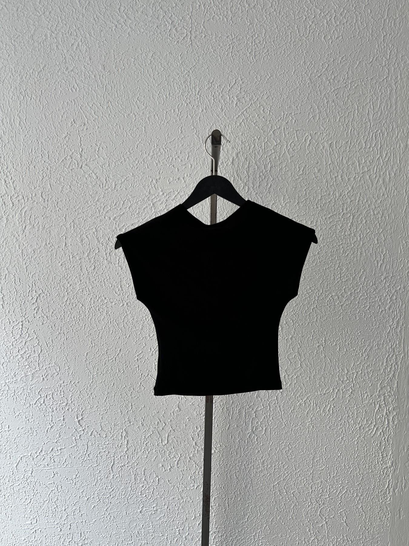 Kolsuz Crop Tişört Siyah