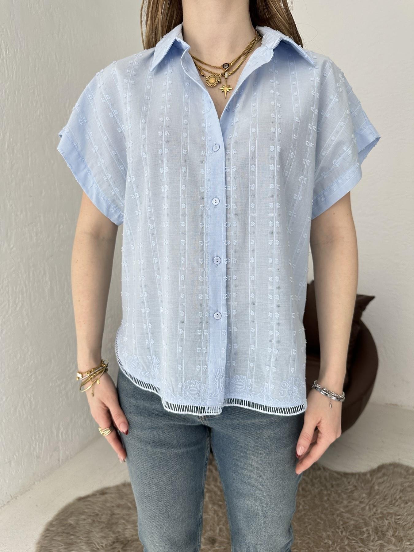 Kolsuz Gömlek Bebe mavi