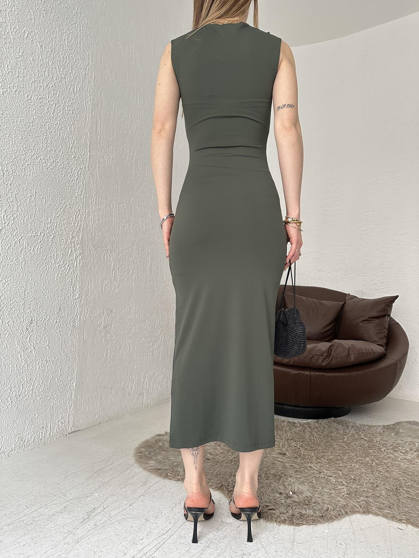 Kolsuz Uzun Elbise Yeşil