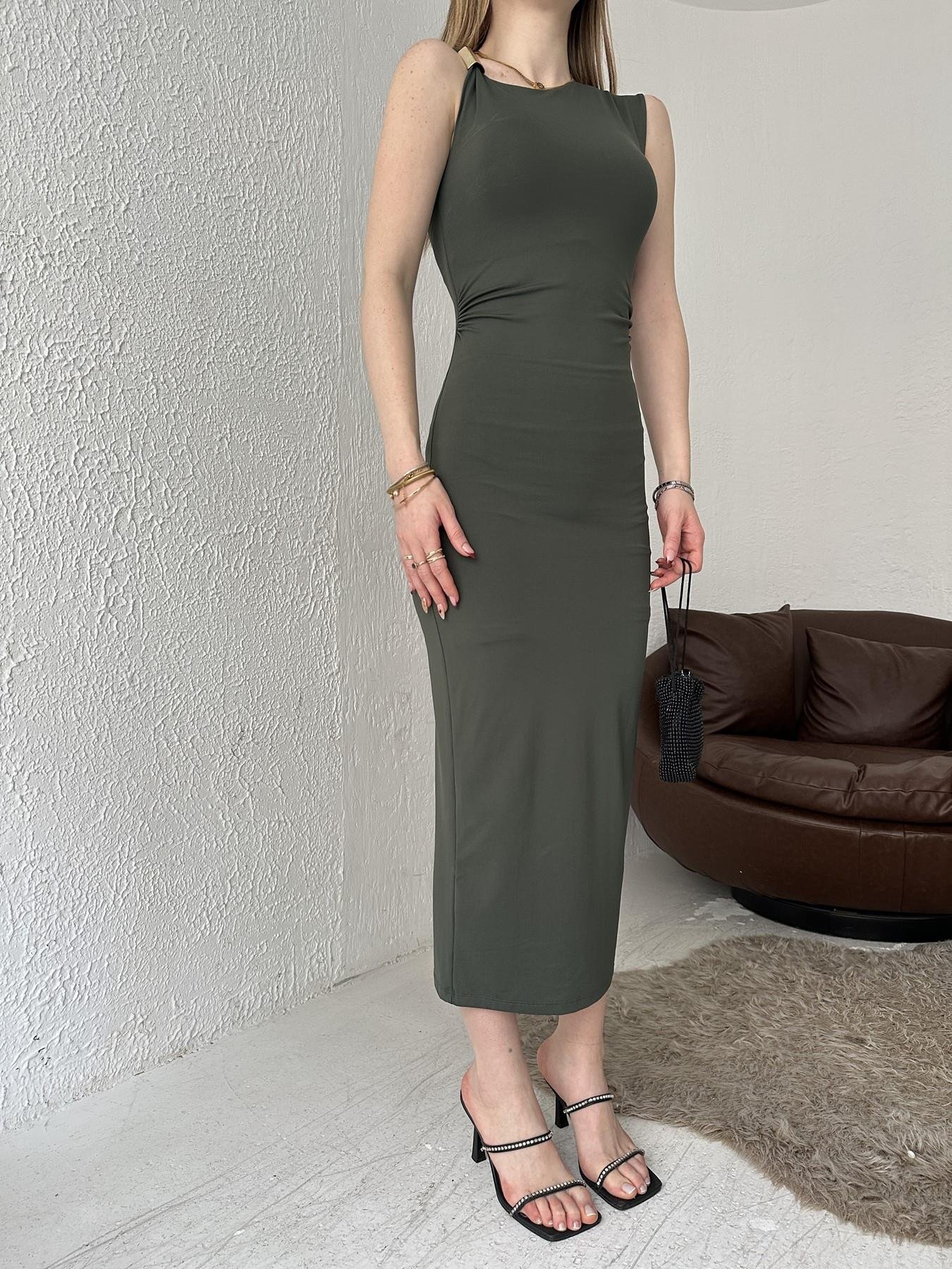 Kolsuz Uzun Elbise Yeşil