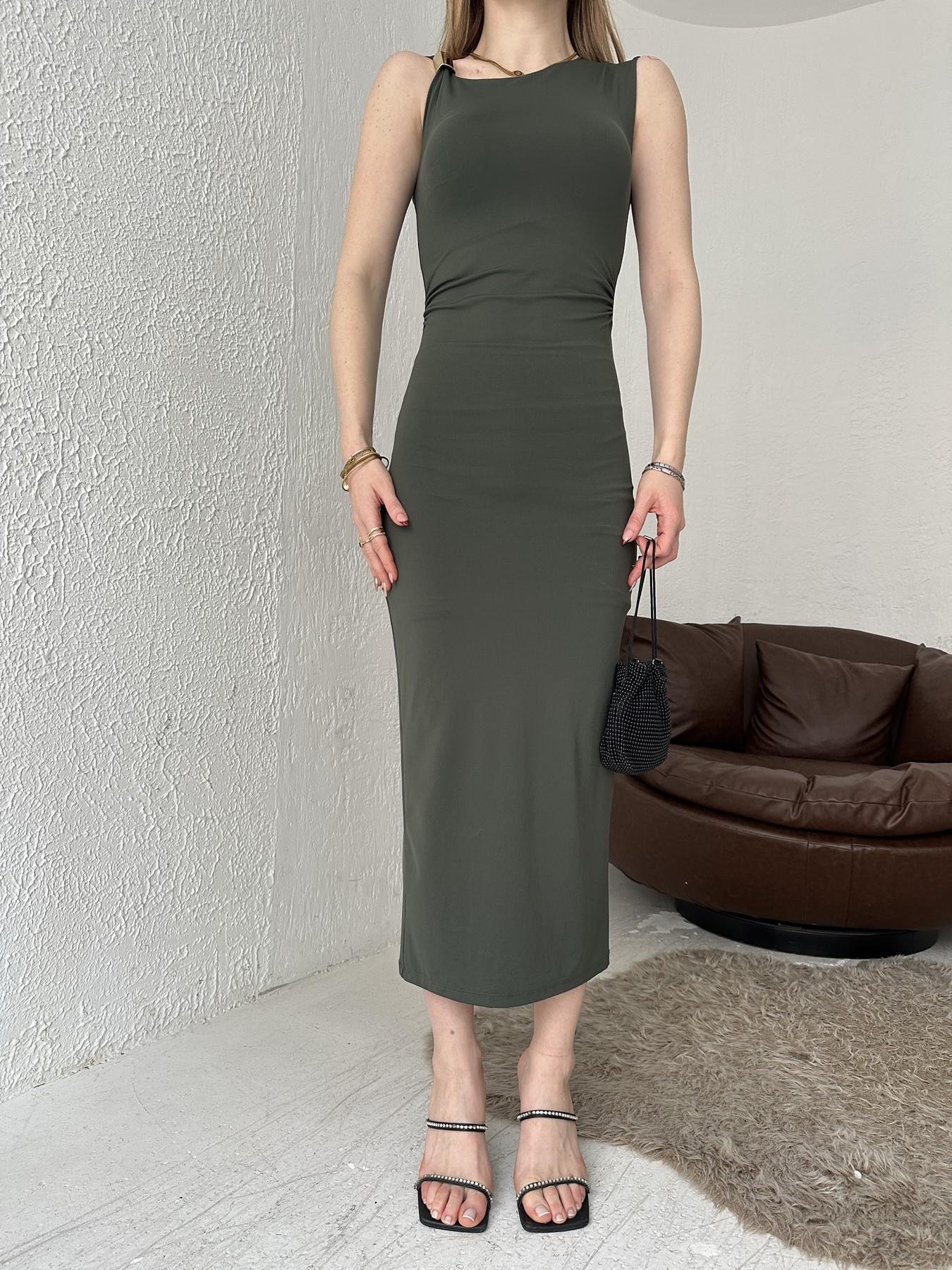 Kolsuz Uzun Elbise Yeşil