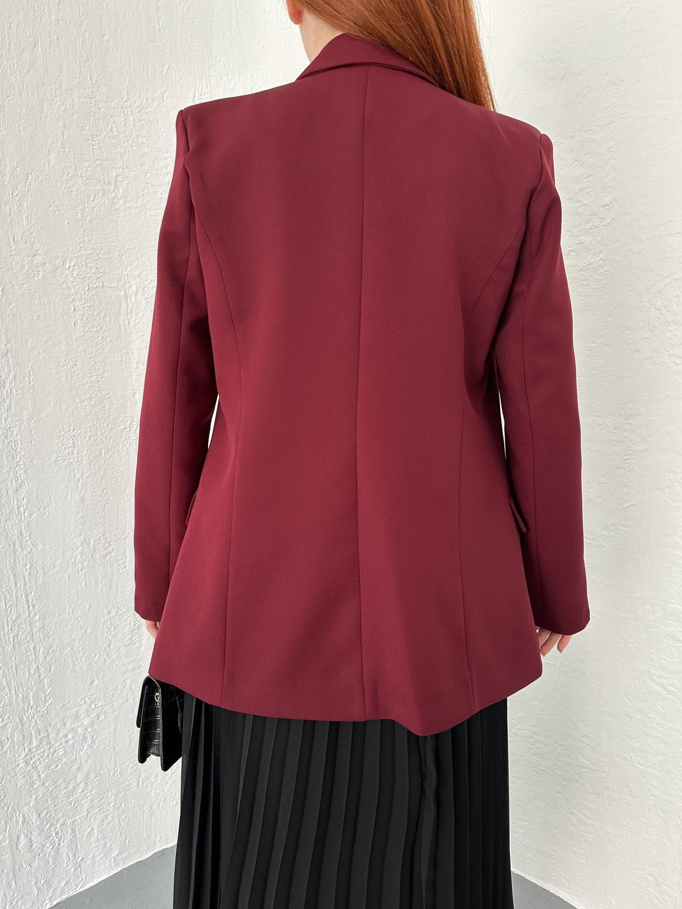 Kolu Bantlı Basic Ceket Bordo