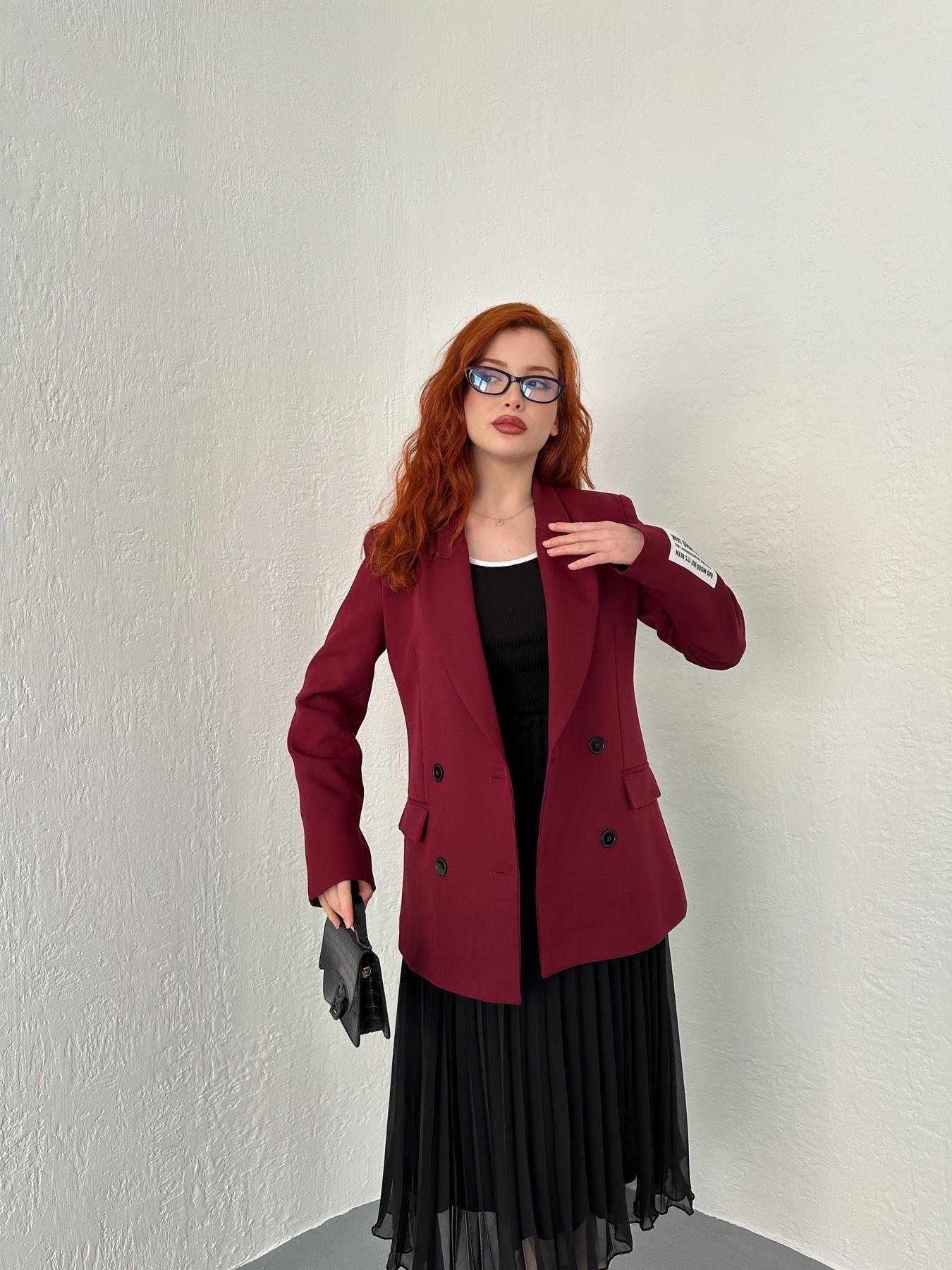 Kolu Bantlı Basic Ceket Bordo