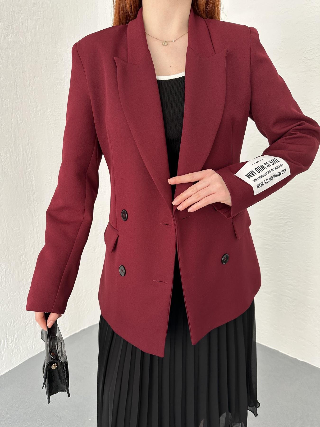Kolu Bantlı Basic Ceket Bordo