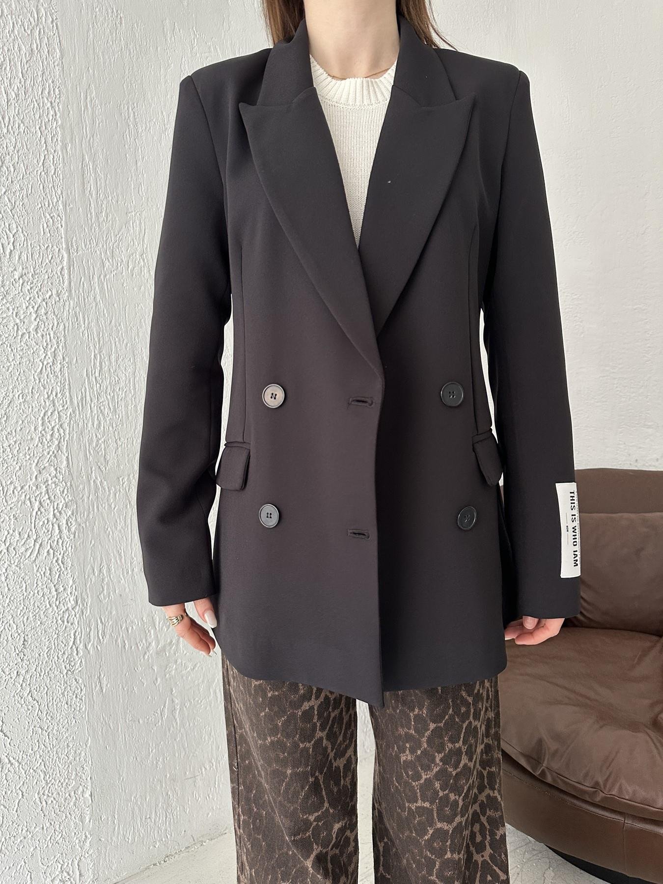 Kolu Bantlı Basic Ceket SİYAH