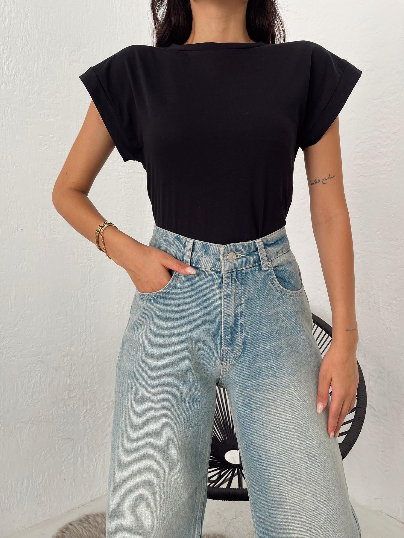 Kolu Kalın Duble Tişört Siyah