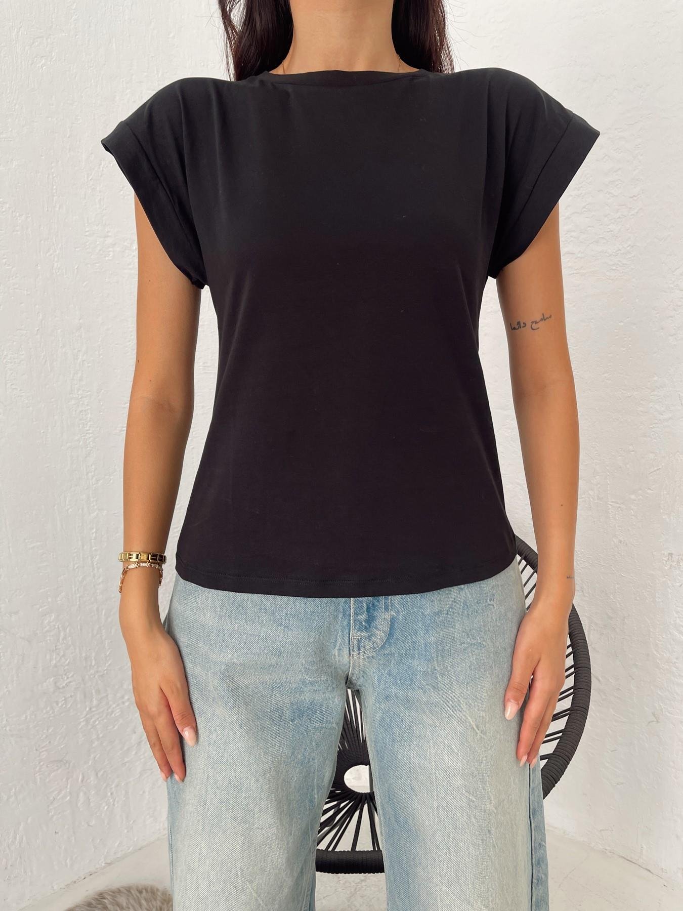 Kolu Kalın Duble Tişört Siyah