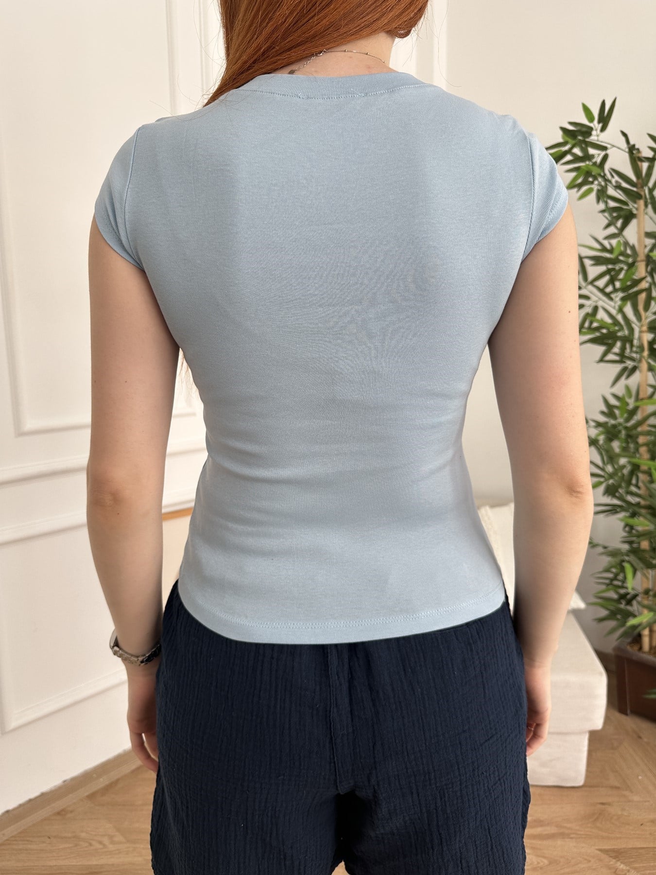Köpek Baskılı Slim T-shirt Bebe mavi