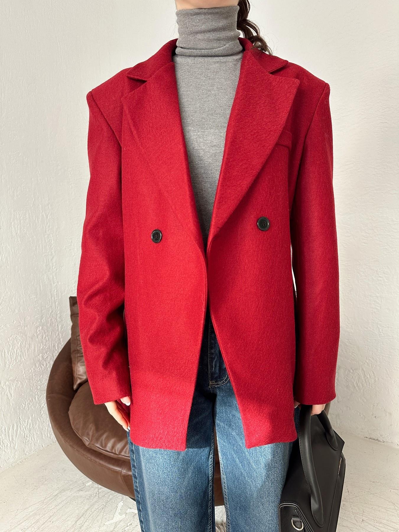 Kruvaze Kaşe Ceket BORDO