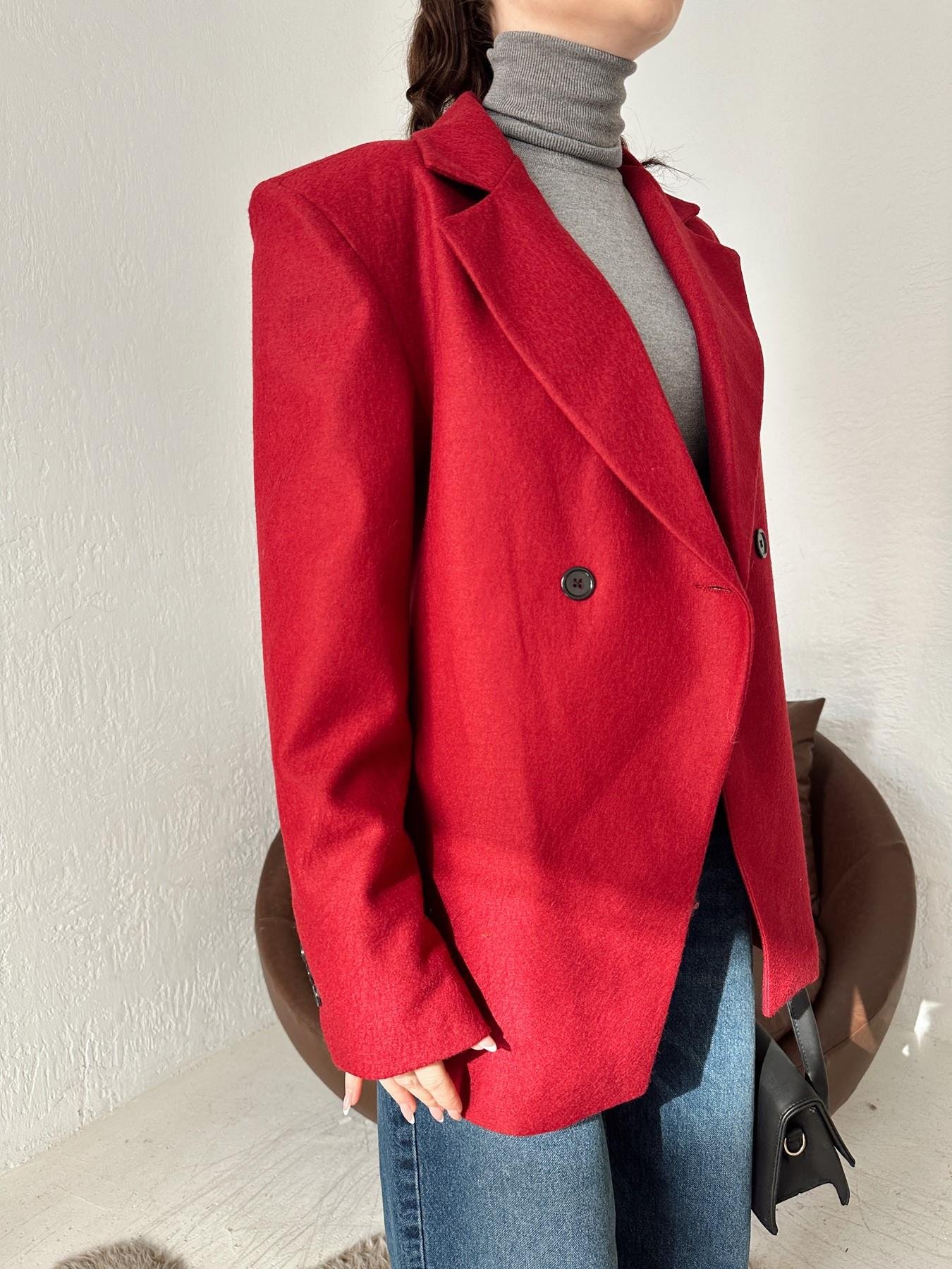 Kruvaze Kaşe Ceket BORDO