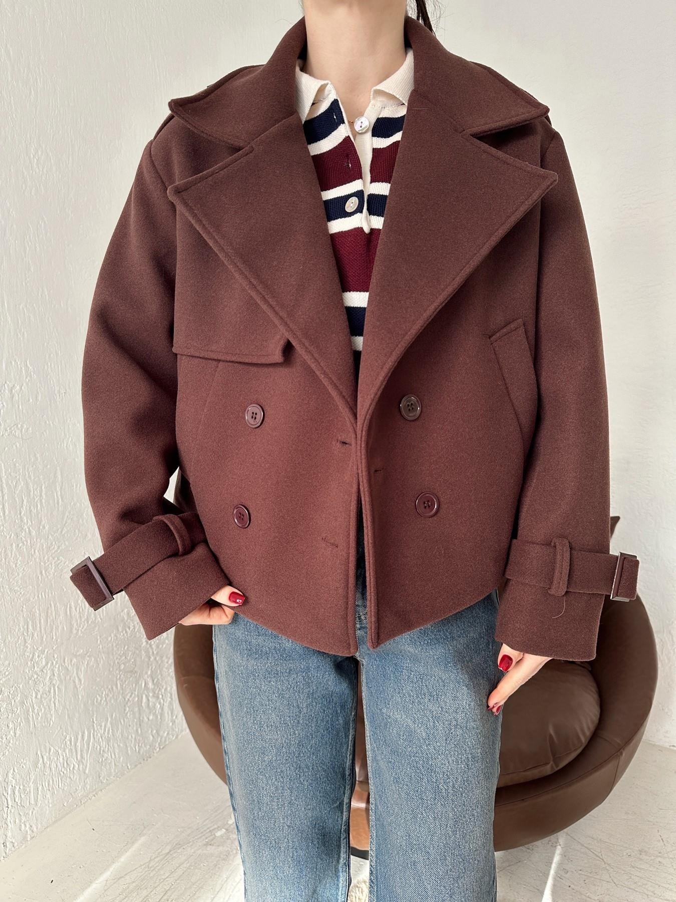 Kruvaze Kışa Kaşe Mont KAHVE