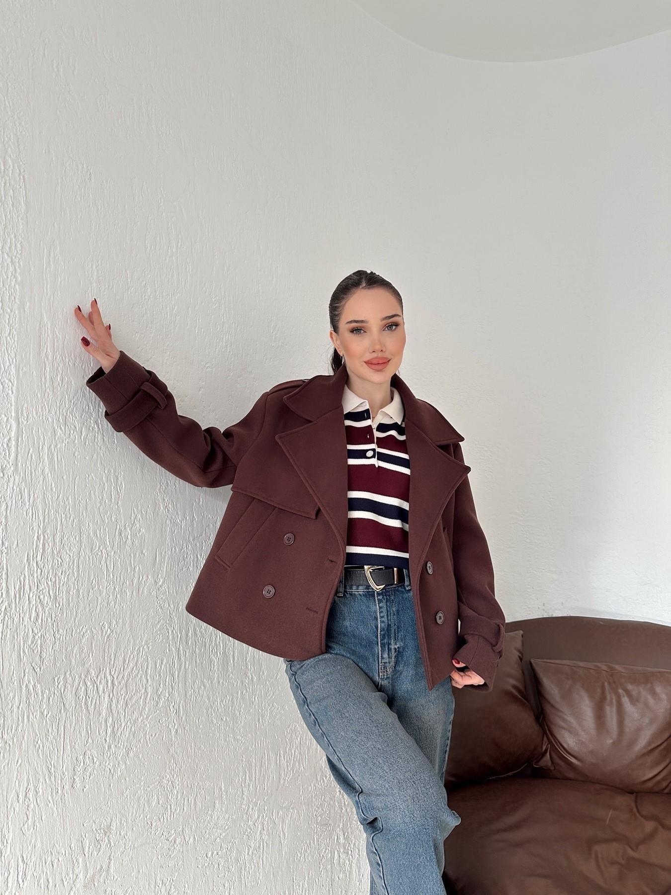 Kruvaze Kışa Kaşe Mont KAHVE