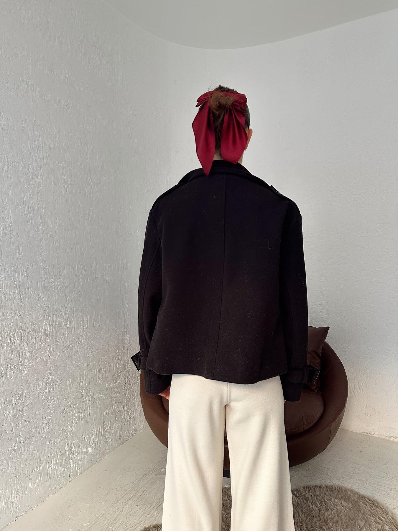 Kruvaze Kışa Kaşe Mont SİYAH