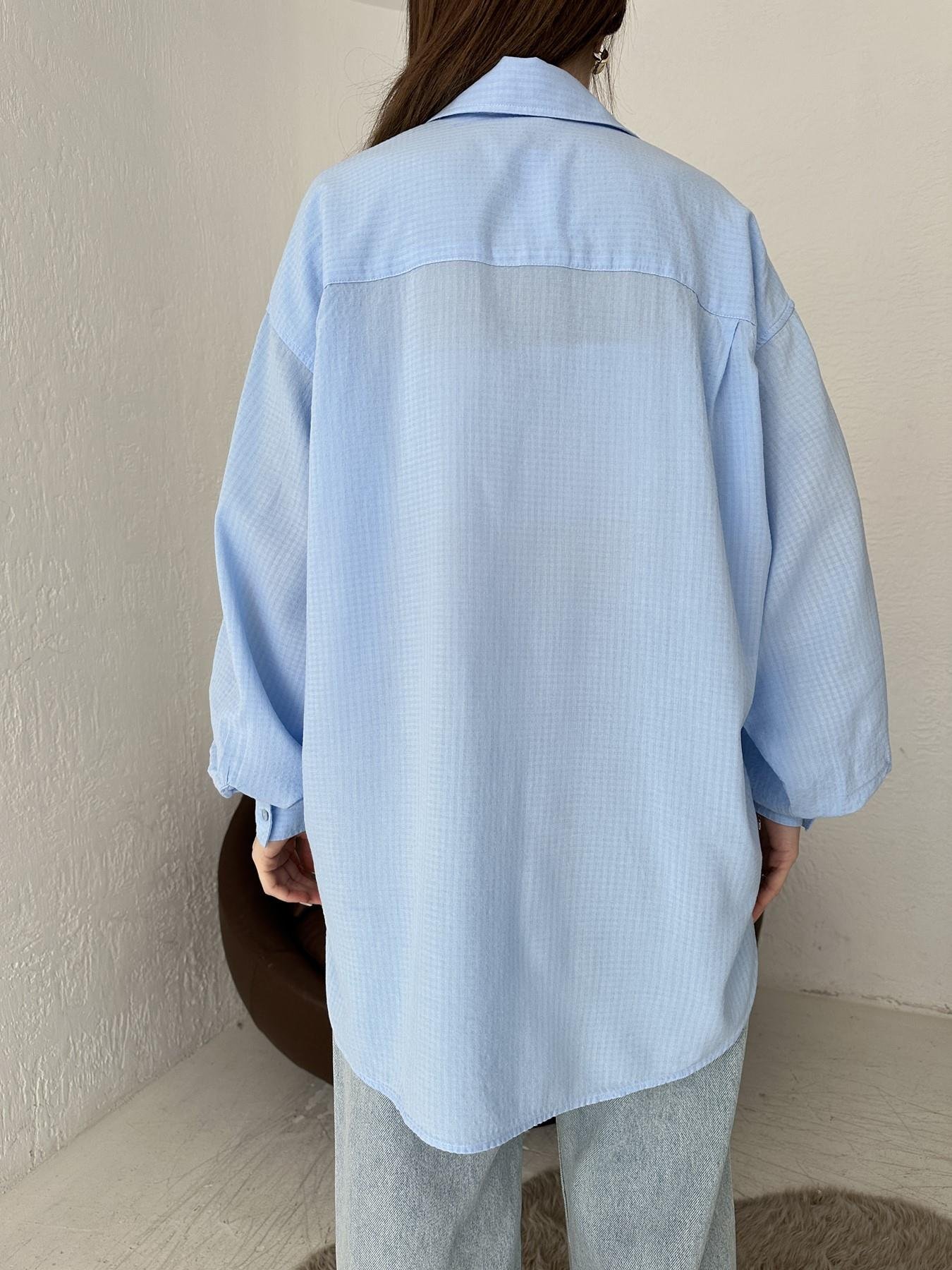 Küçük Damalı Yumoş Kumaş Gömlek KOYU MAVİ