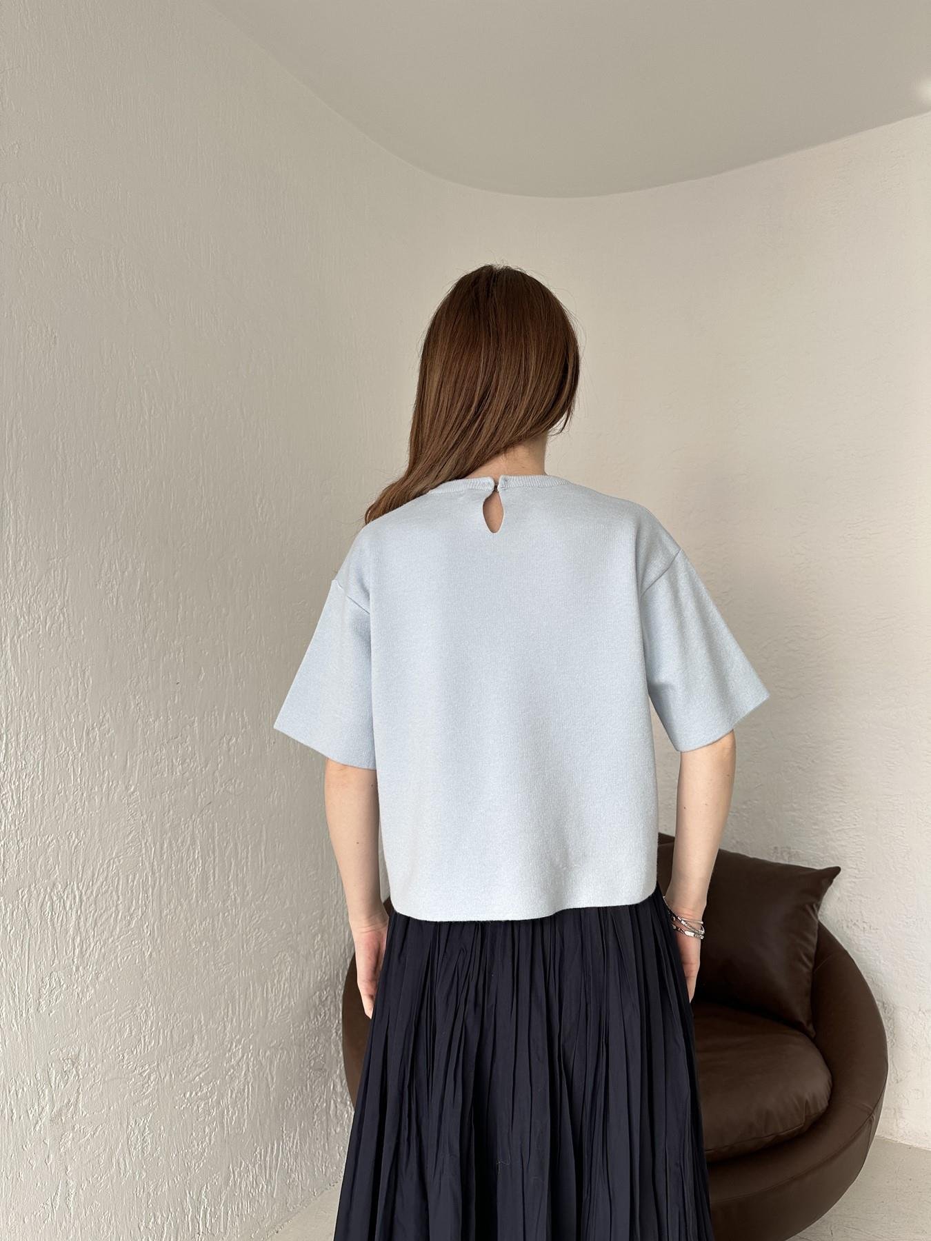 Kurdela Detay Kısa Kollu Triko BEBE MAVİ