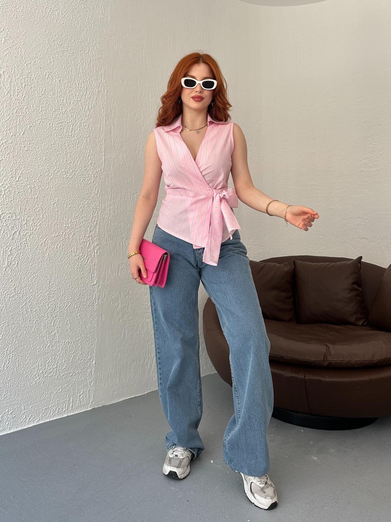 Kurdele Nakışlı Jean Mavi