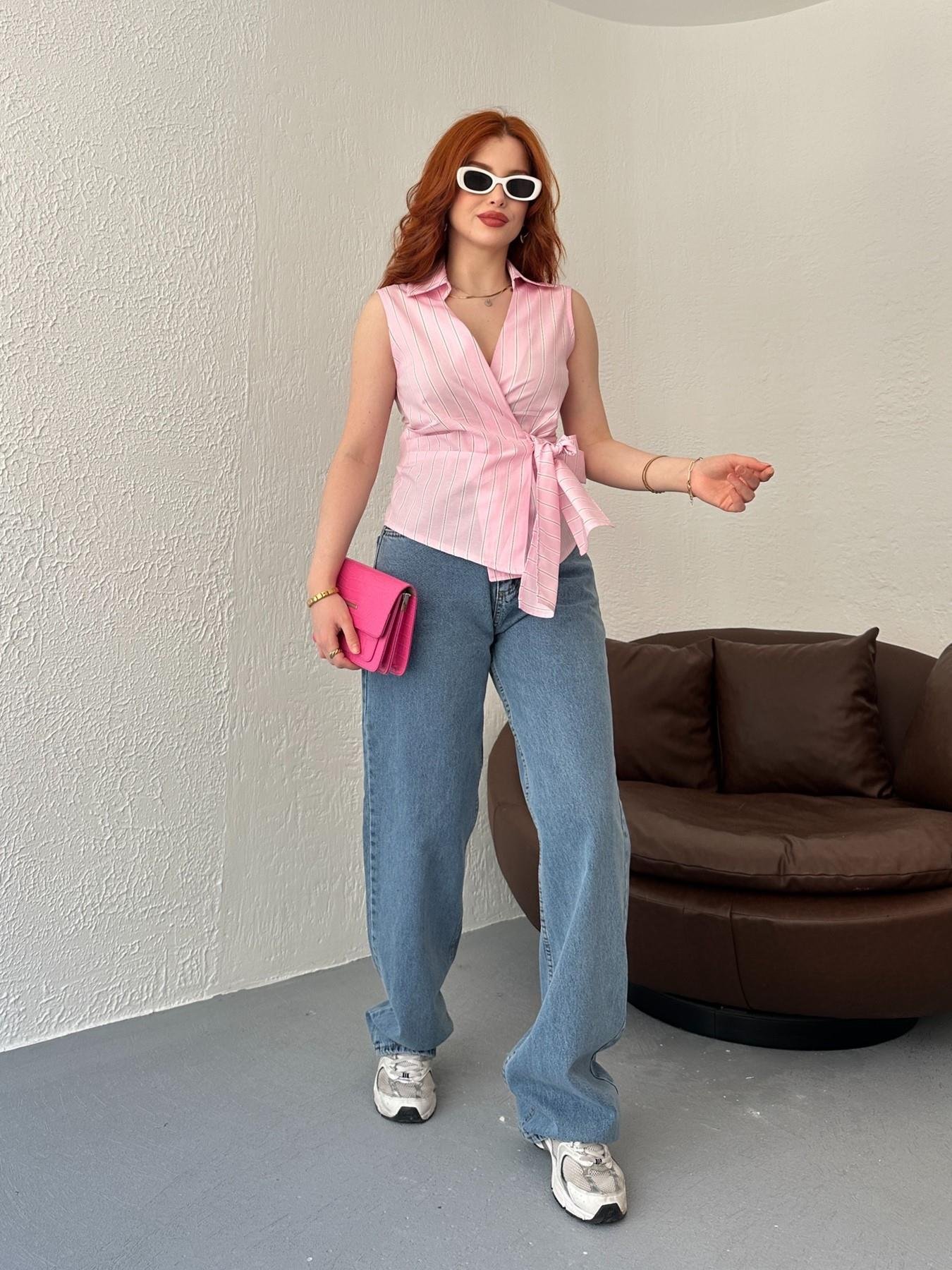 Kurdele Nakışlı Jean Mavi