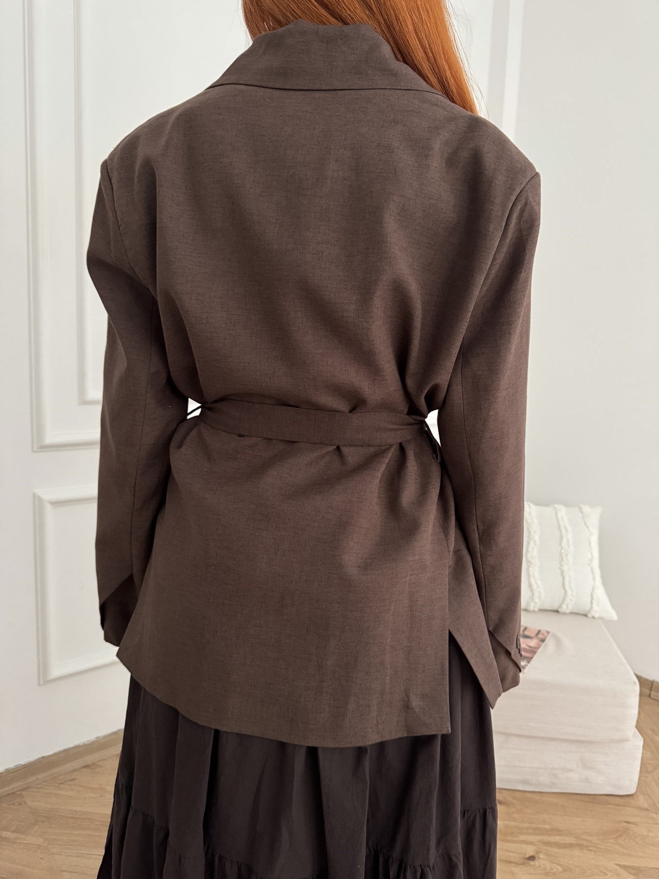 Kuşaklı Blazer Ceket Kahve