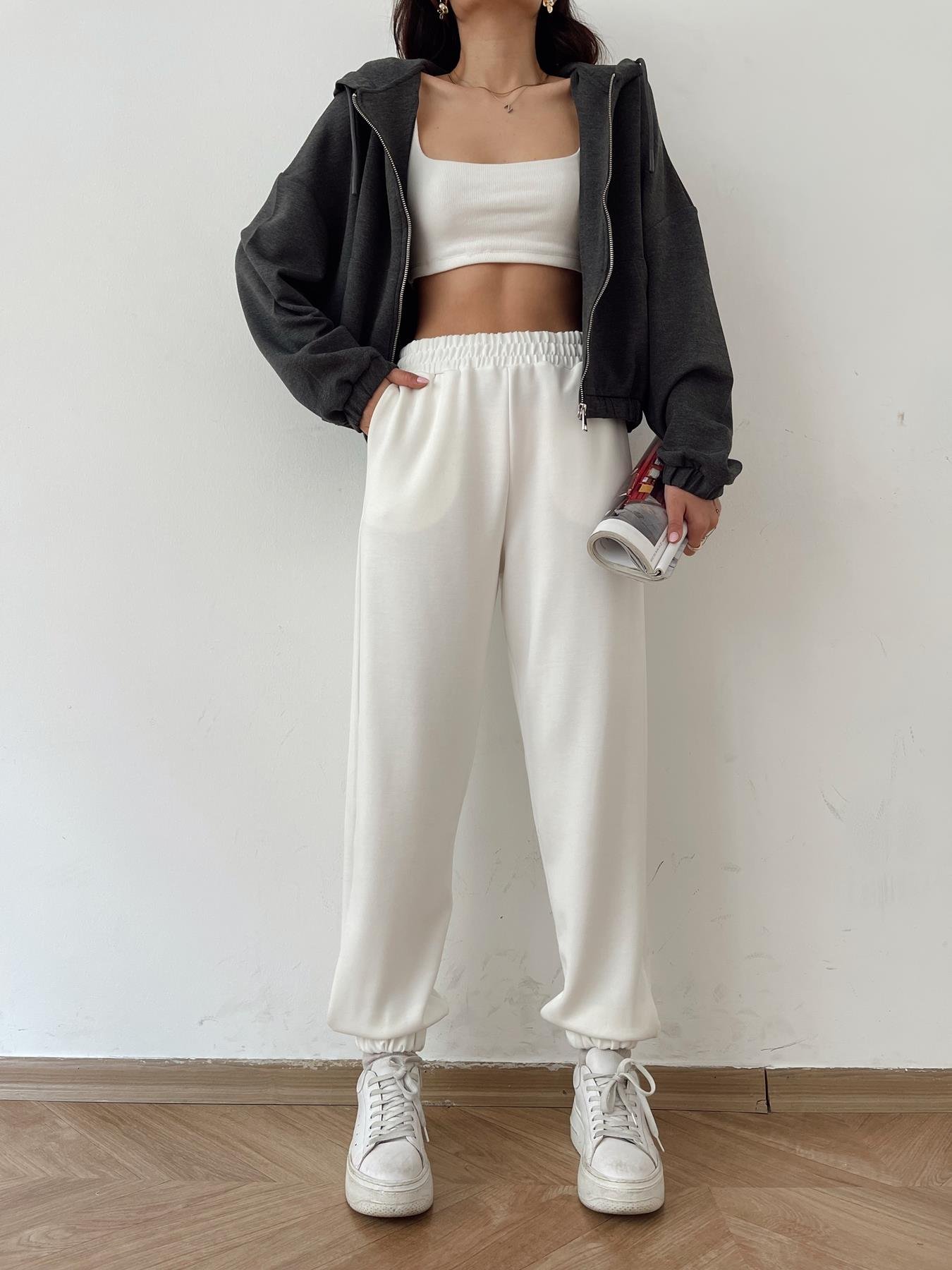 Lastikli Eşofman Altı EKRU