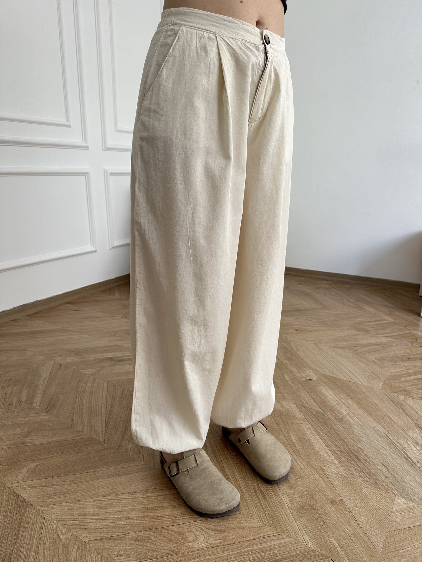 Lastikli Şalvar Pantolon Taş