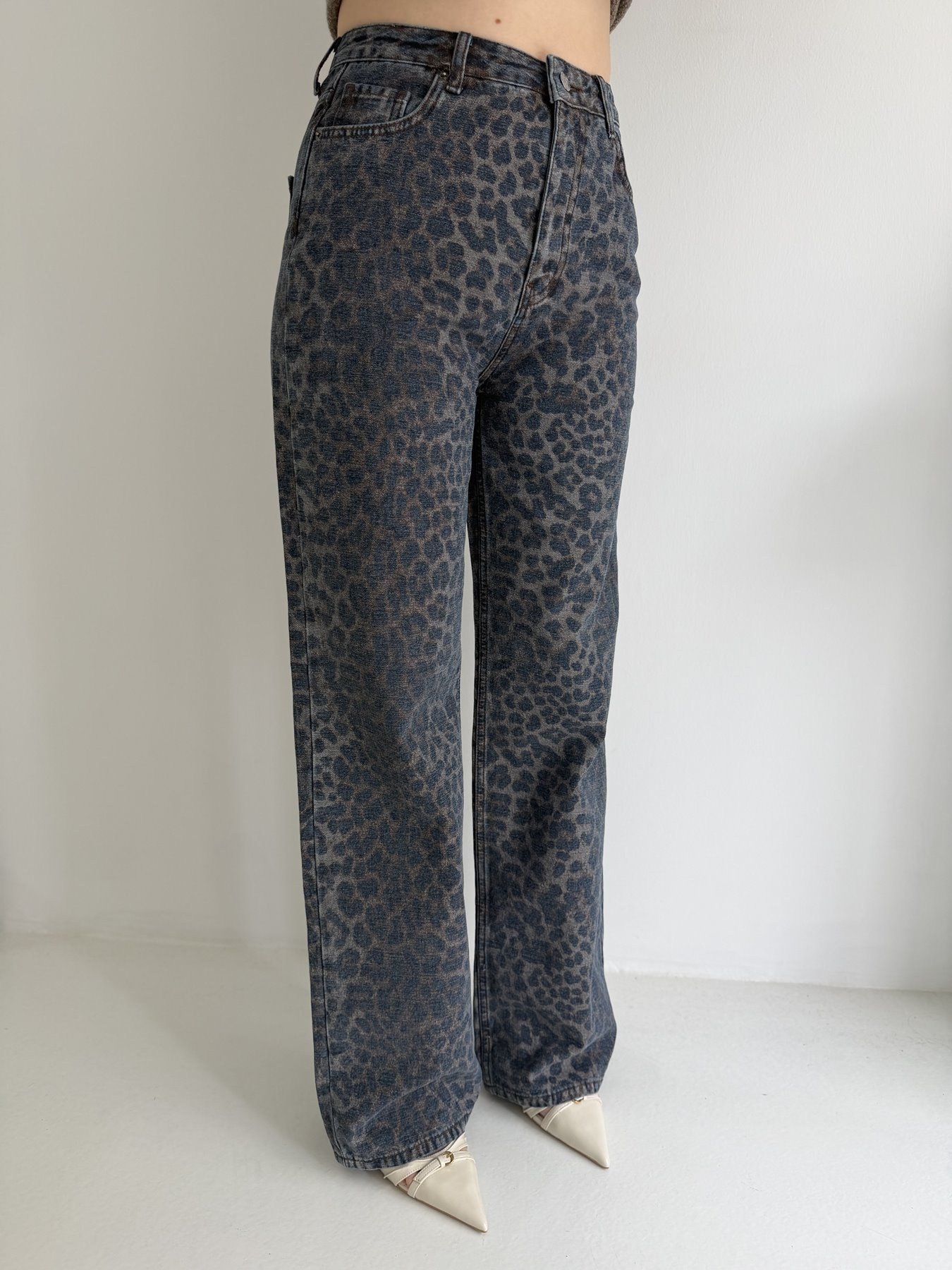 Leopar Desen Jean Pantolon Leopar
