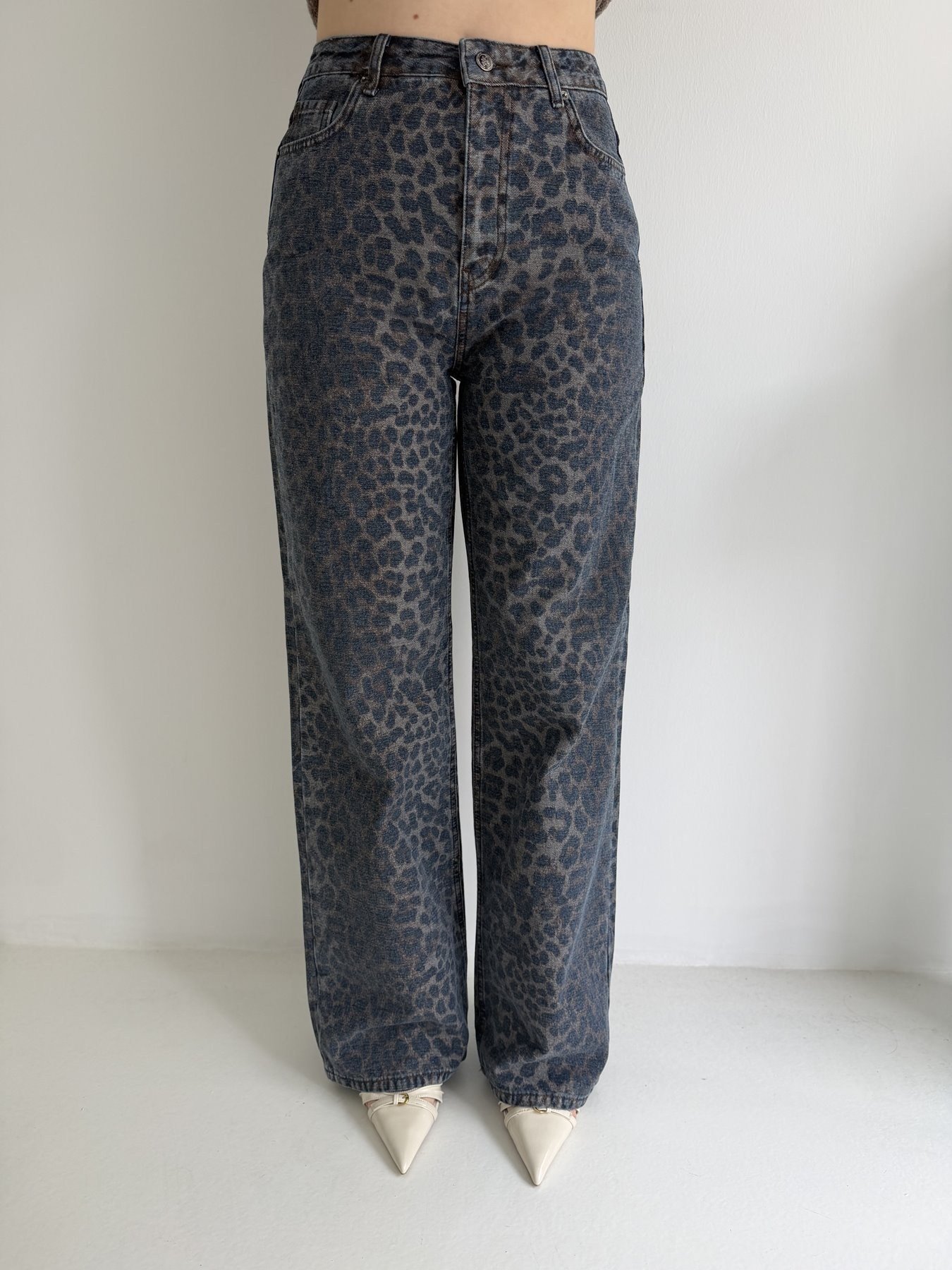 Leopar Desen Jean Pantolon Leopar