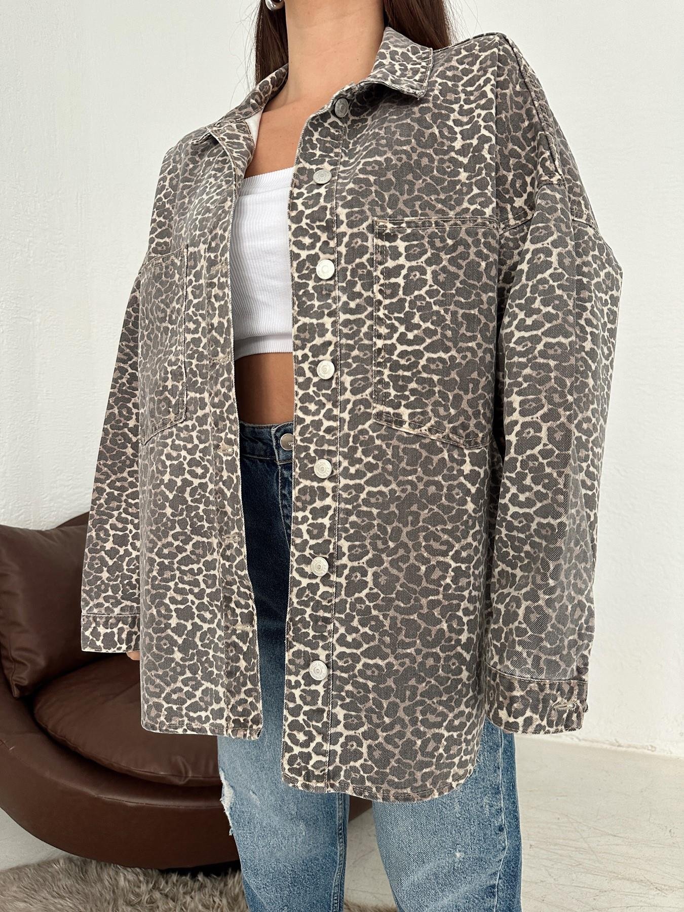 Leopar Desen Oversize Jean Gömlek KAHVE